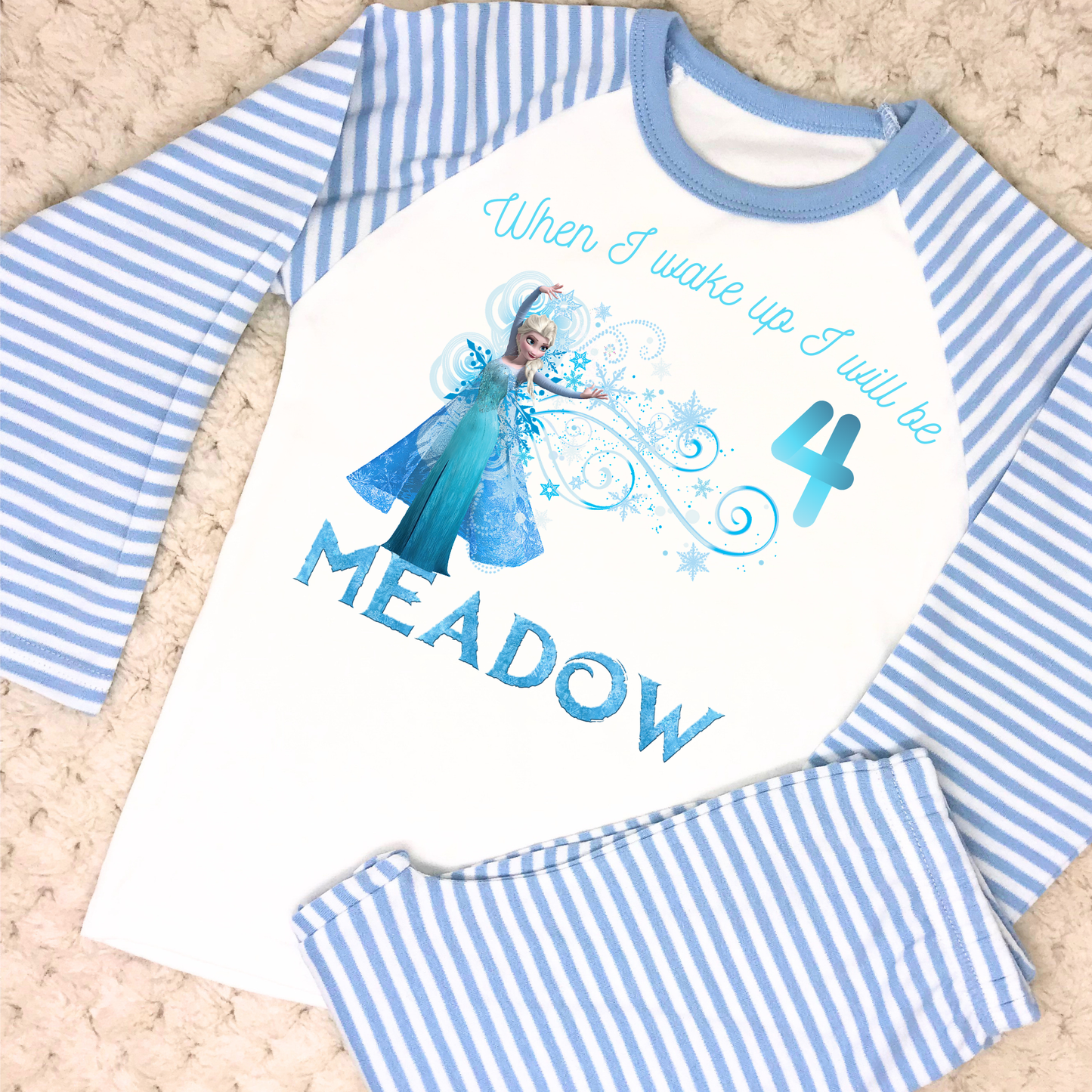 Frozen birthday pyjamas, When i wake up Elsa, Princess Elsa PJS, Frozen elsa pyjamas