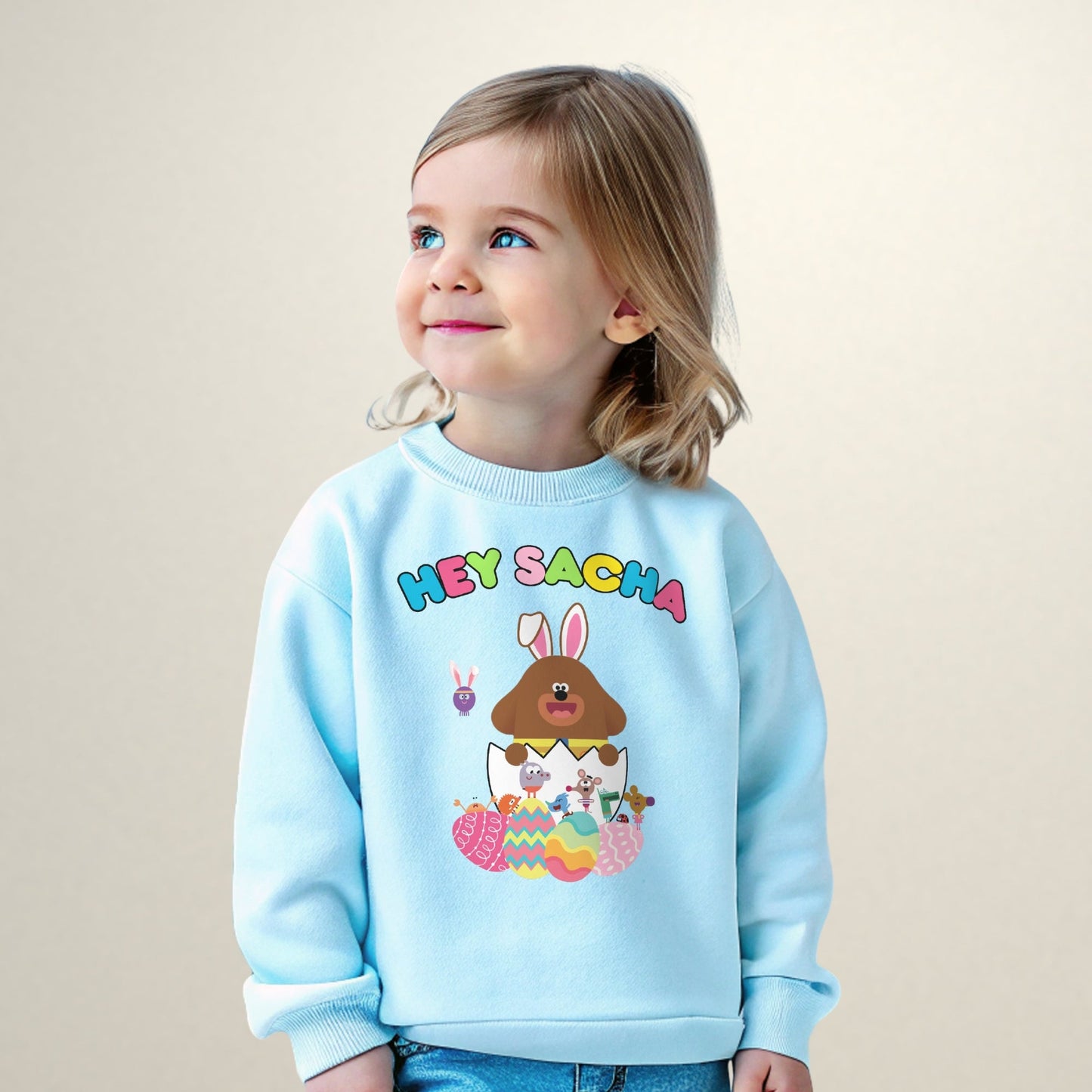 Hey Duggee Easter Sweatshirt, personalised duggee, Easter hey duggee jumper, hey duggee easter gift