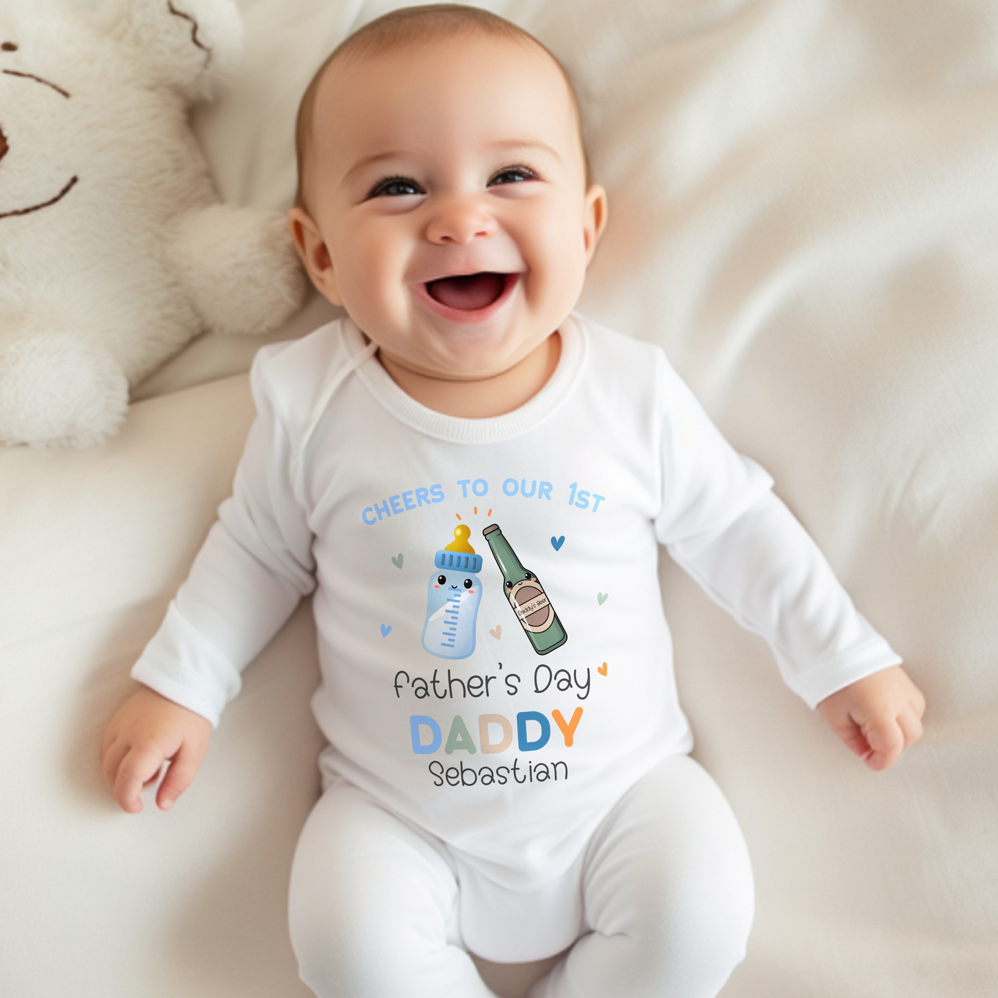Father's Day outfit, 1st Father's Day, 1st Fathers day sleepsuit, boys fathers day outfit, personalised fathers day gift from baby