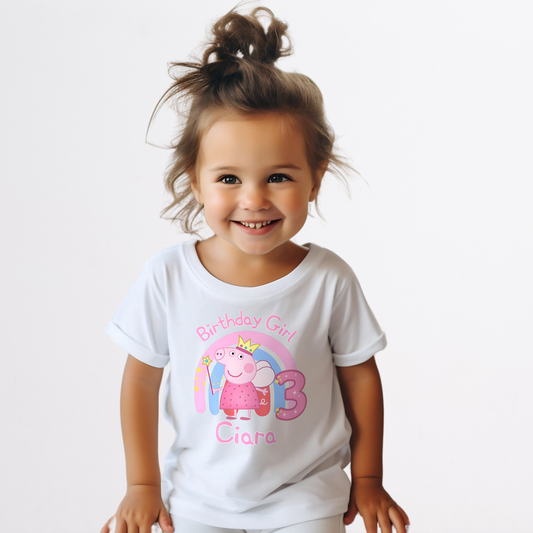 Peppa Pig Birthday t-shirt for Girls - Personalised Peppa Pig Birthday Tee, peppa pig birthday tshirt, personalized peppa pig top, peppa pig personalised birthday shirt