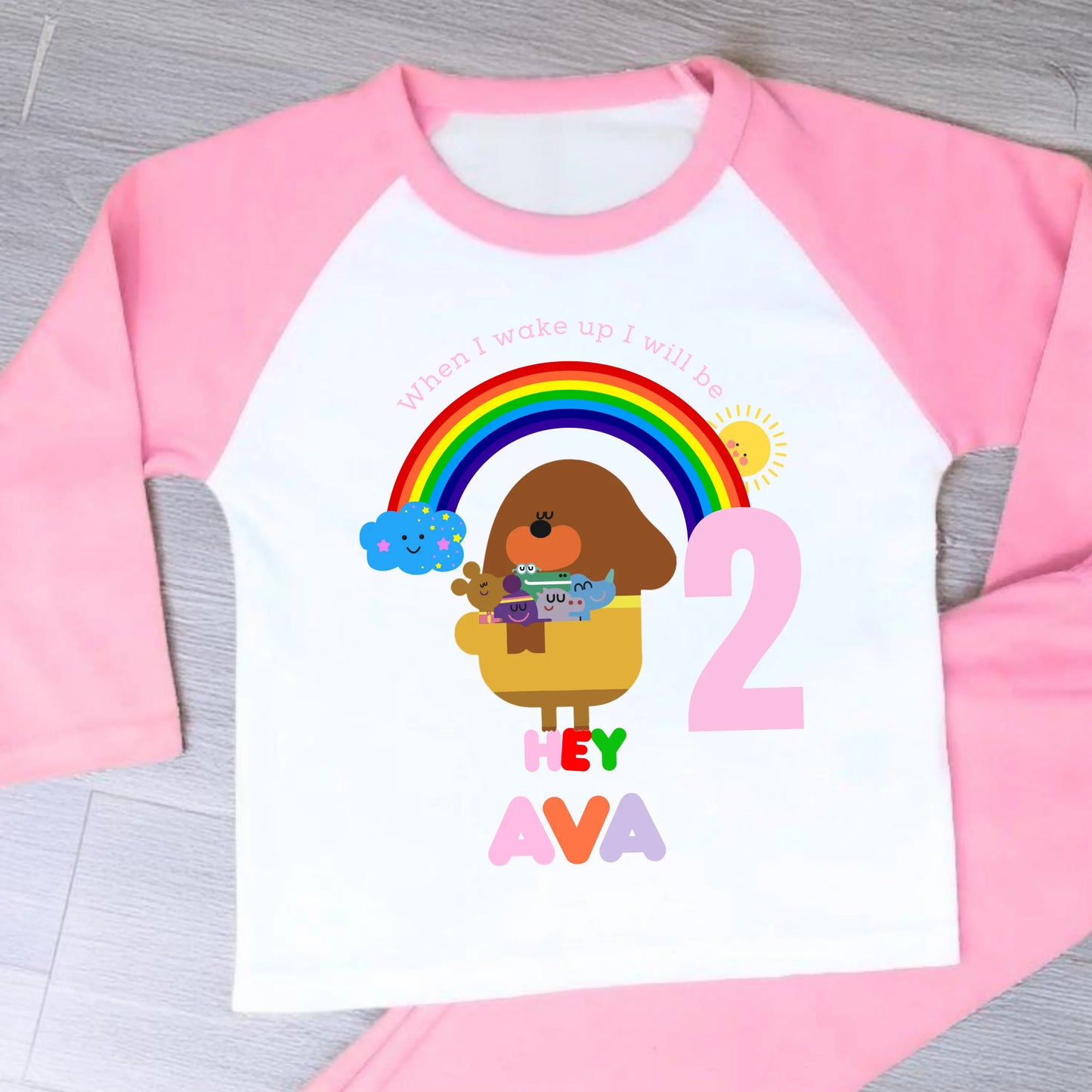 Girls Personalised Hey Duggee Birthday Pyjamas, When I Wake up I Will be AishaBaileyDesigns