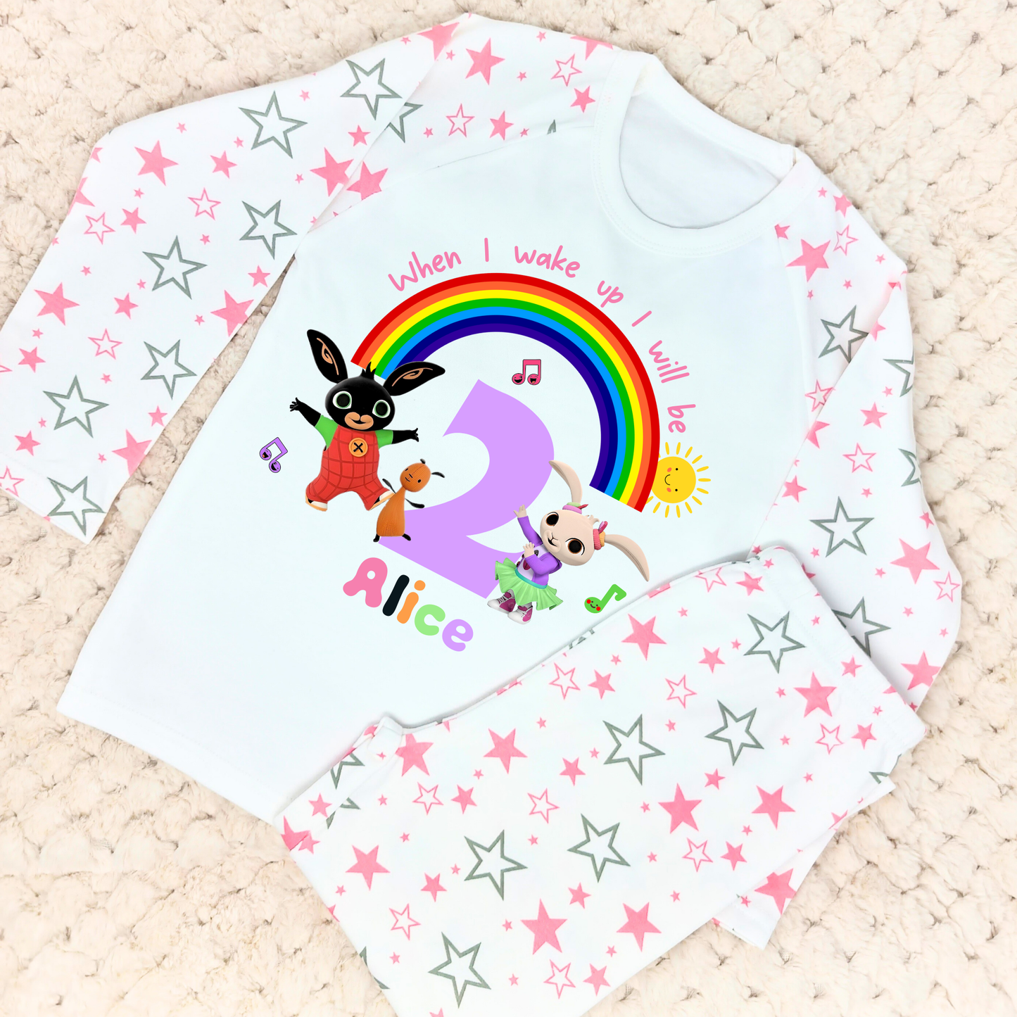 Bing and Coco birthday pyjamas, when i wake up bing bunny, bing bunny gift, bing bunny personalised