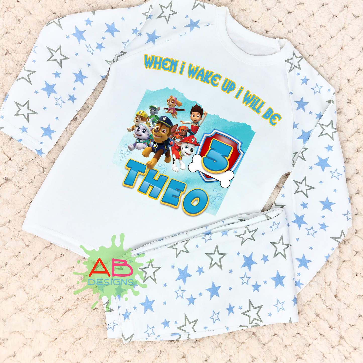 Paw patrol birthday pyjamas, when i wake up paw patrol, paw patrol name age, boys paw patrol birthday, gift for boys