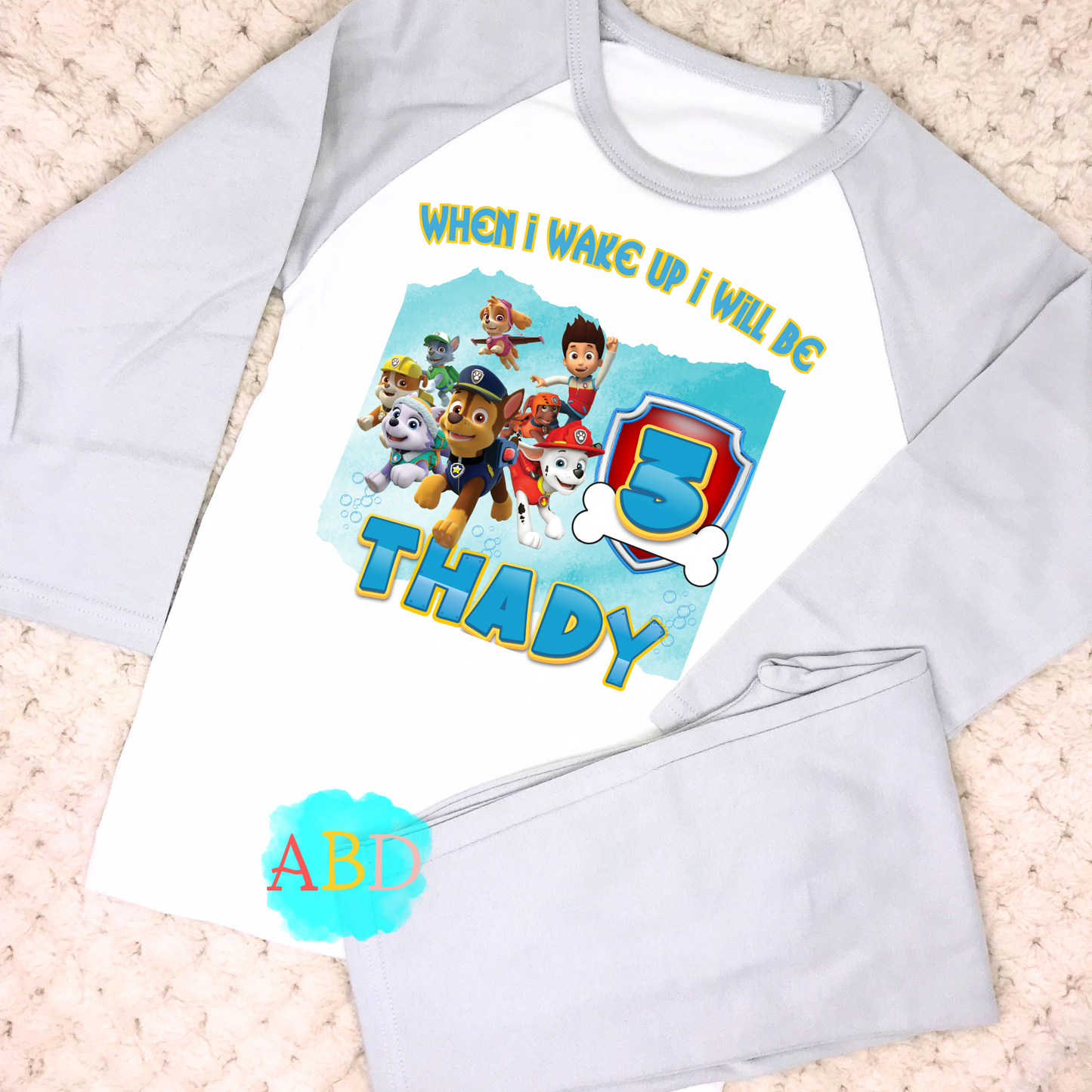 Paw patrol birthday pyjamas, when i wake up paw patrol, paw patrol name age, boys paw patrol birthday, gift for boys