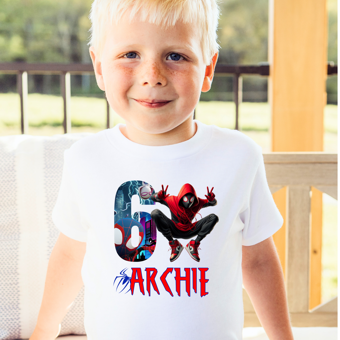Boys Miles Morales Birthday T-shirt, Spider-verse birthday top, Miles Morales with name, Miles Morales birthday