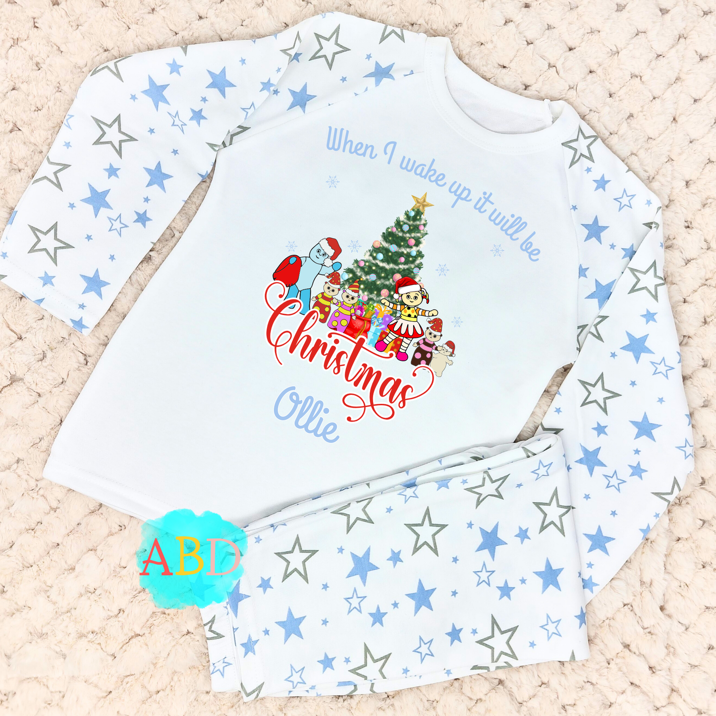 Boys in the night garden christmas pyjamas with personlalisation