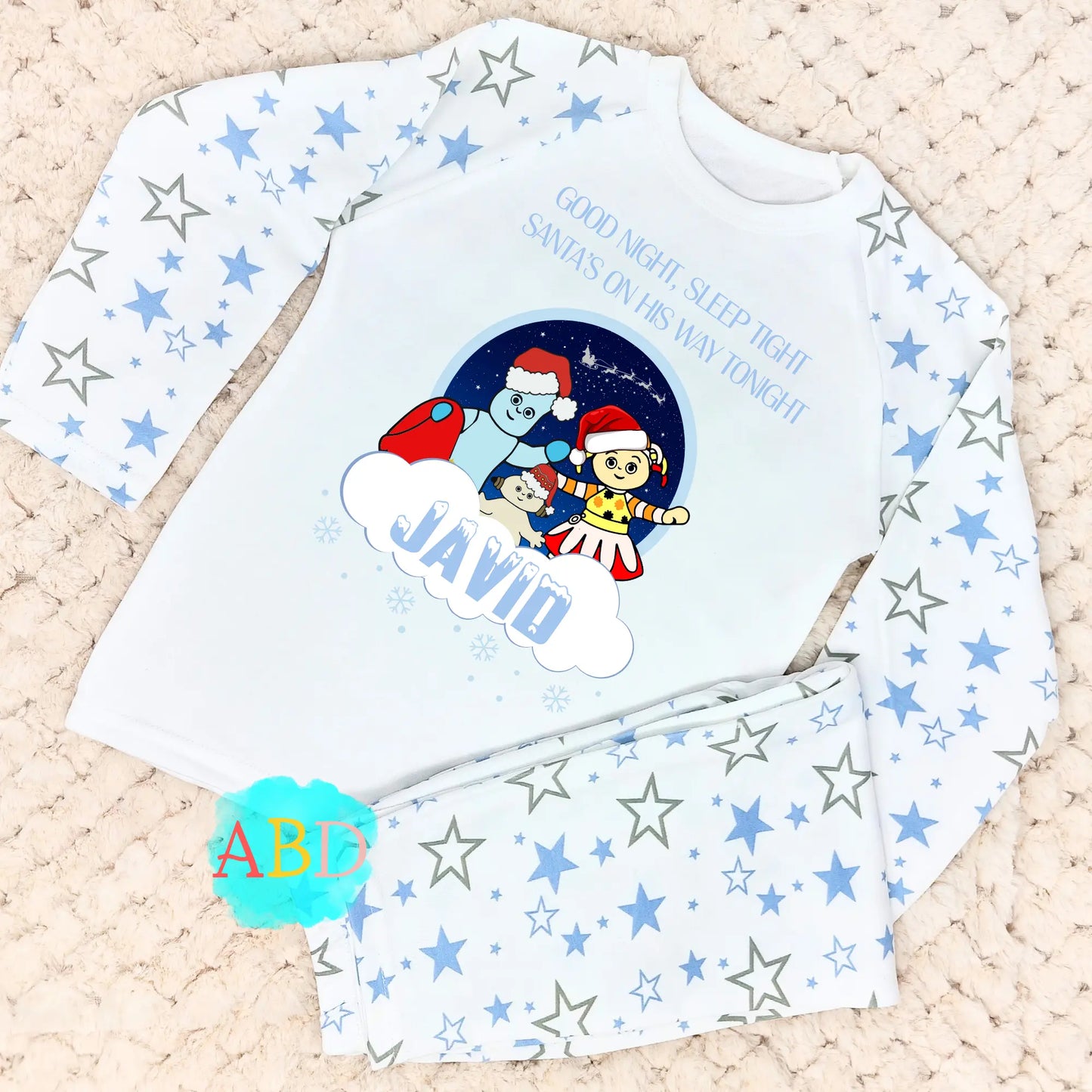 Boys In the night garden custom christmas pyjamas with personalisation