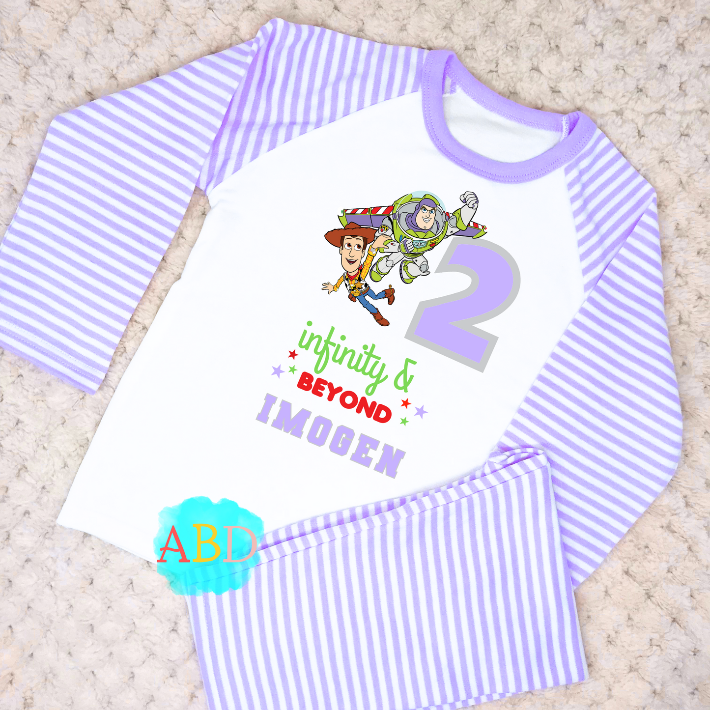 Toy Story birthday pyjamas, when i wake up toy story, 2nd birthday pjs, girls birthday sleepwear,