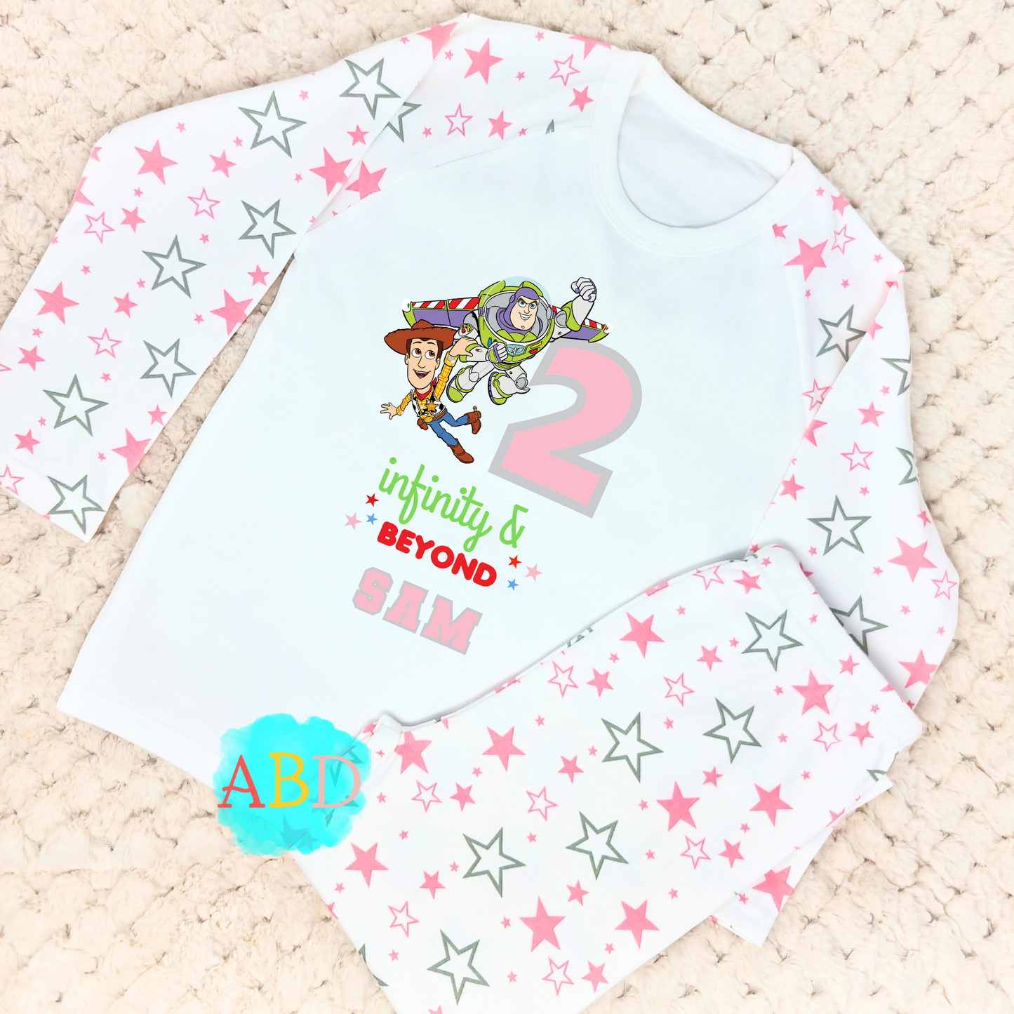 Toy Story birthday pyjamas, when i wake up toy story, 2nd birthday pjs, girls birthday sleepwear,