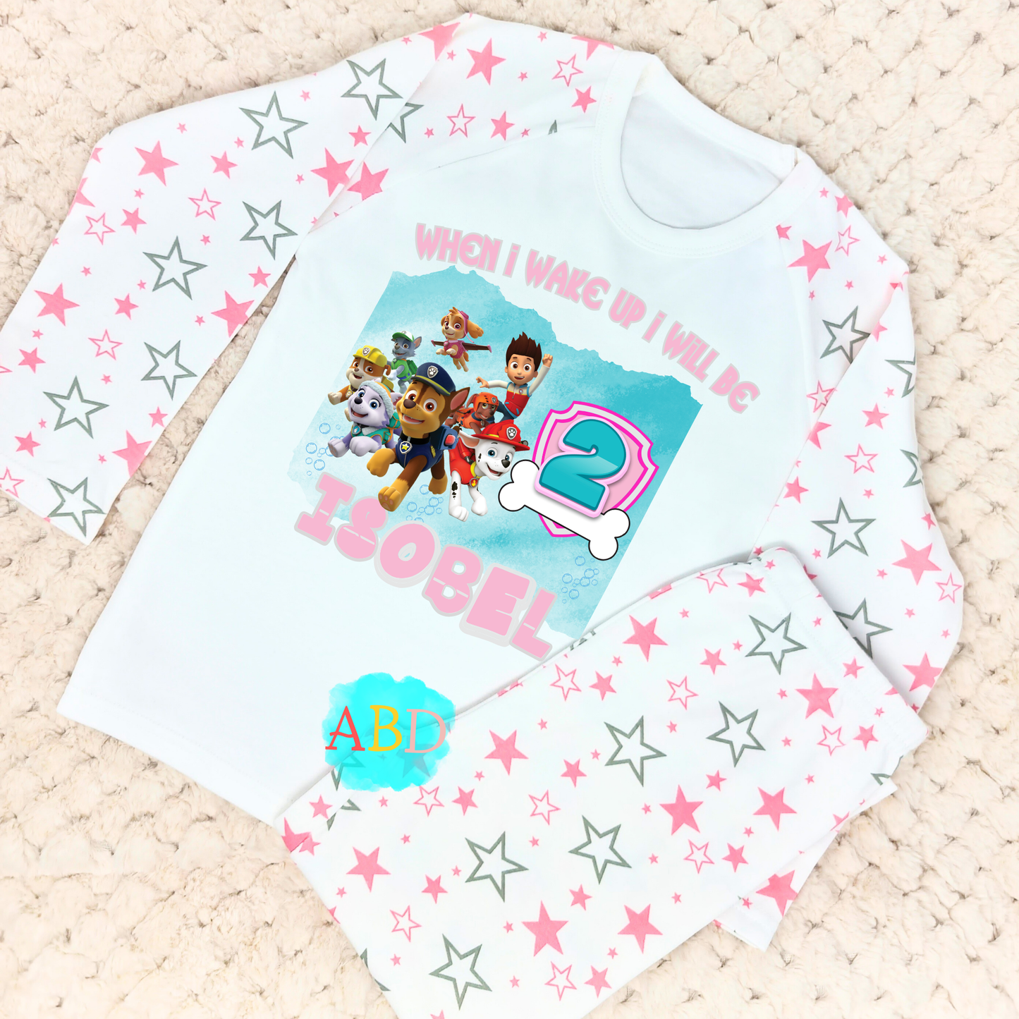Birthday Pyjamas for Girls: Personalised Paw Patrol PJs with any Name