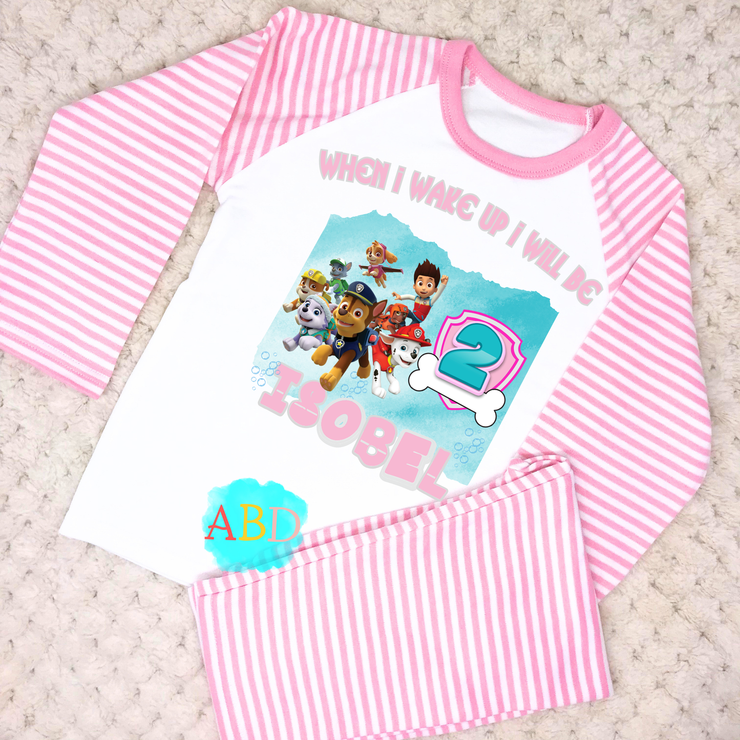 Birthday Pyjamas for Girls: Personalised Paw Patrol PJs with any Name