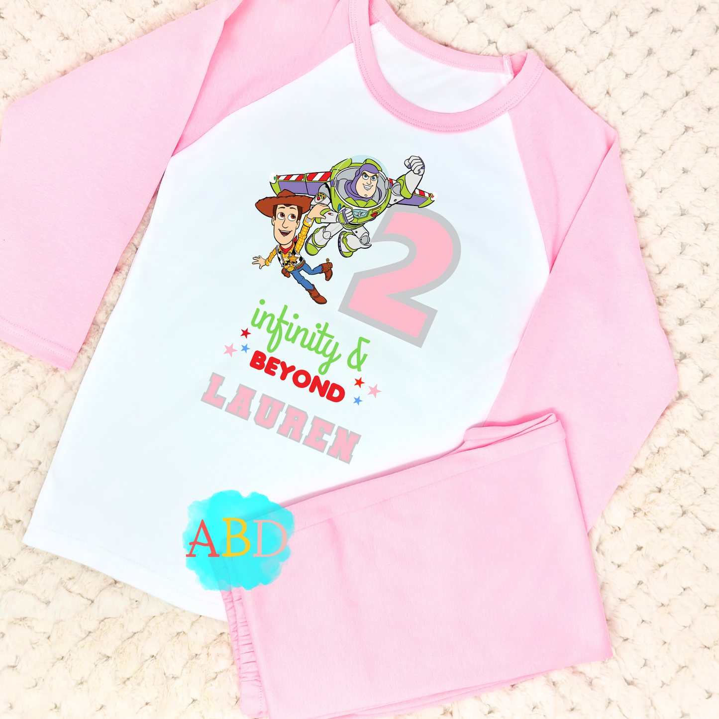 Toy Story birthday pyjamas, when i wake up toy story, 2nd birthday pjs, girls birthday sleepwear,