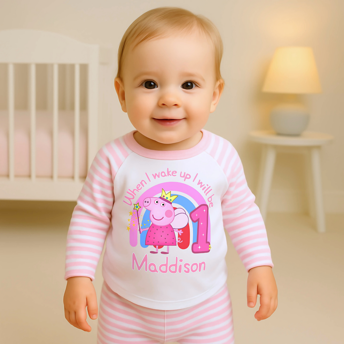 Peppa Pig Birthday Pyjamas - Personalised Peppa Pig Fairy Birthday PJs for Girls, when I wake up peppa pig, peppa pig pjs, birthday pjs peppa pig, personalised peppa pig birthday pyjamas