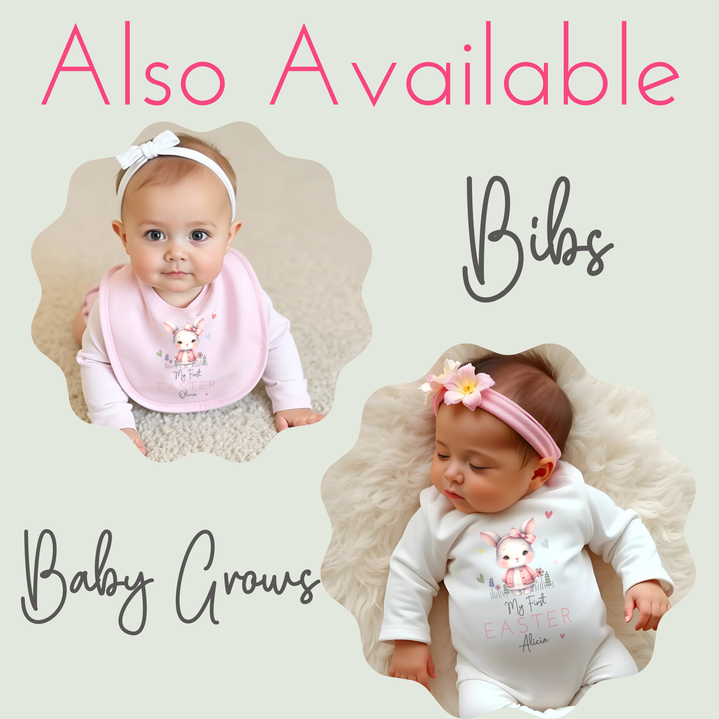 Easter Vest - Baby's First Personalised Easter Outfit for Girls, newborn first easter outfit, personalised first easter babygrow vest,