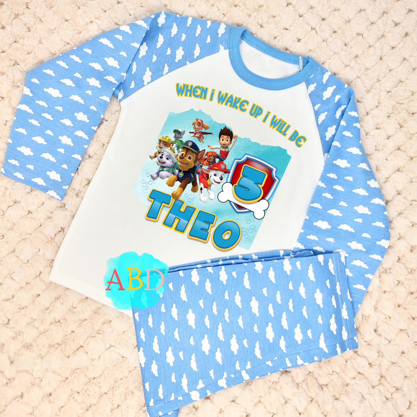 Paw patrol birthday pyjamas, when i wake up paw patrol, paw patrol name age, boys paw patrol birthday, gift for boys