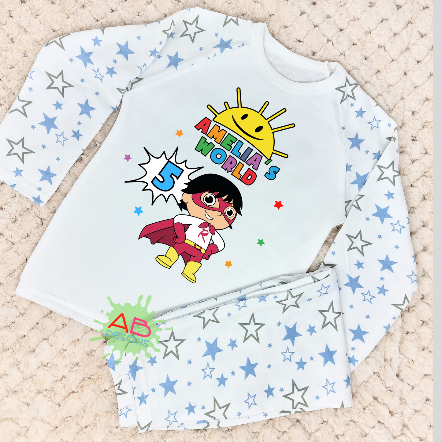 Birthday Pyjamas - Personalised Ryan's World PJs for Boys