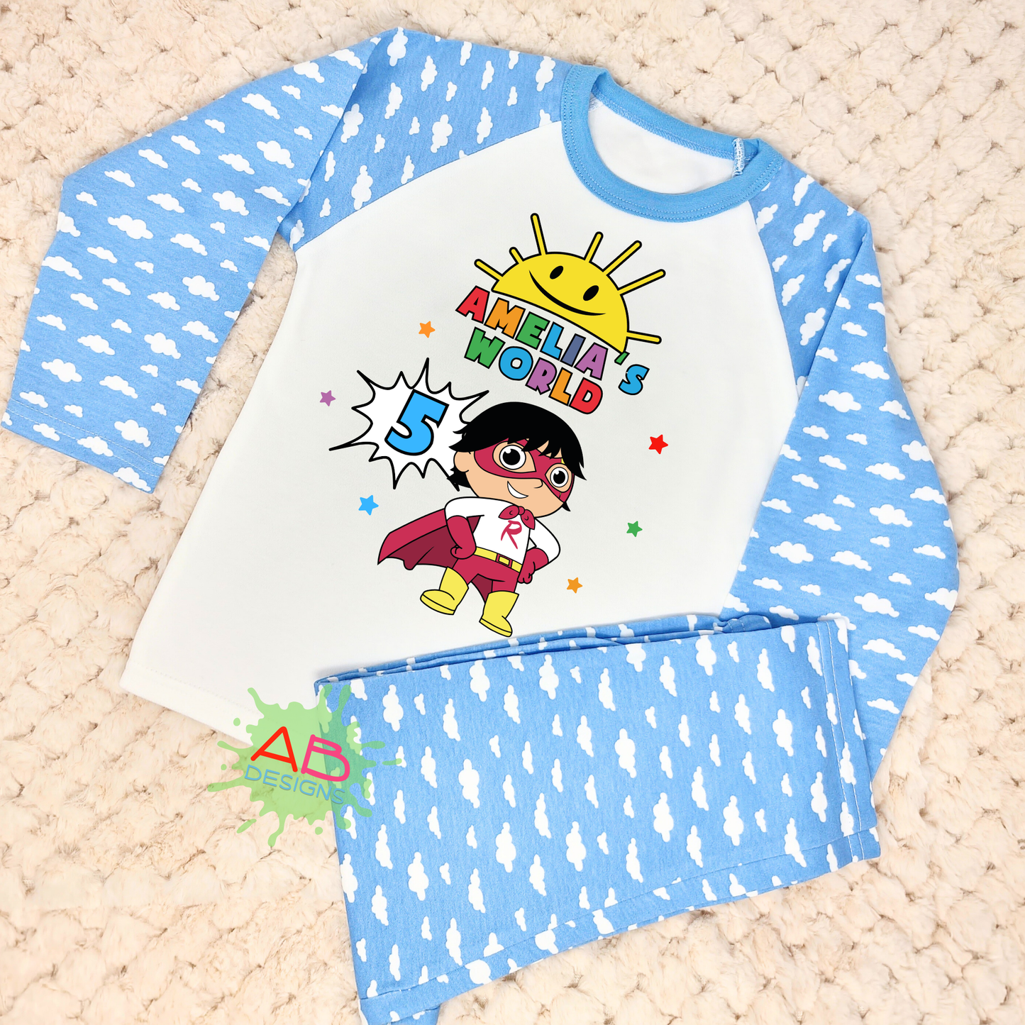 Birthday Pyjamas - Personalised Ryan's World PJs for Boys