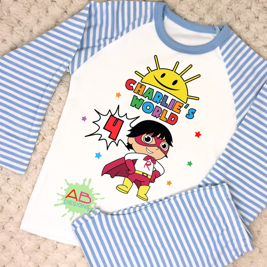 Birthday Pyjamas - Personalised Ryan's World PJs for Boys