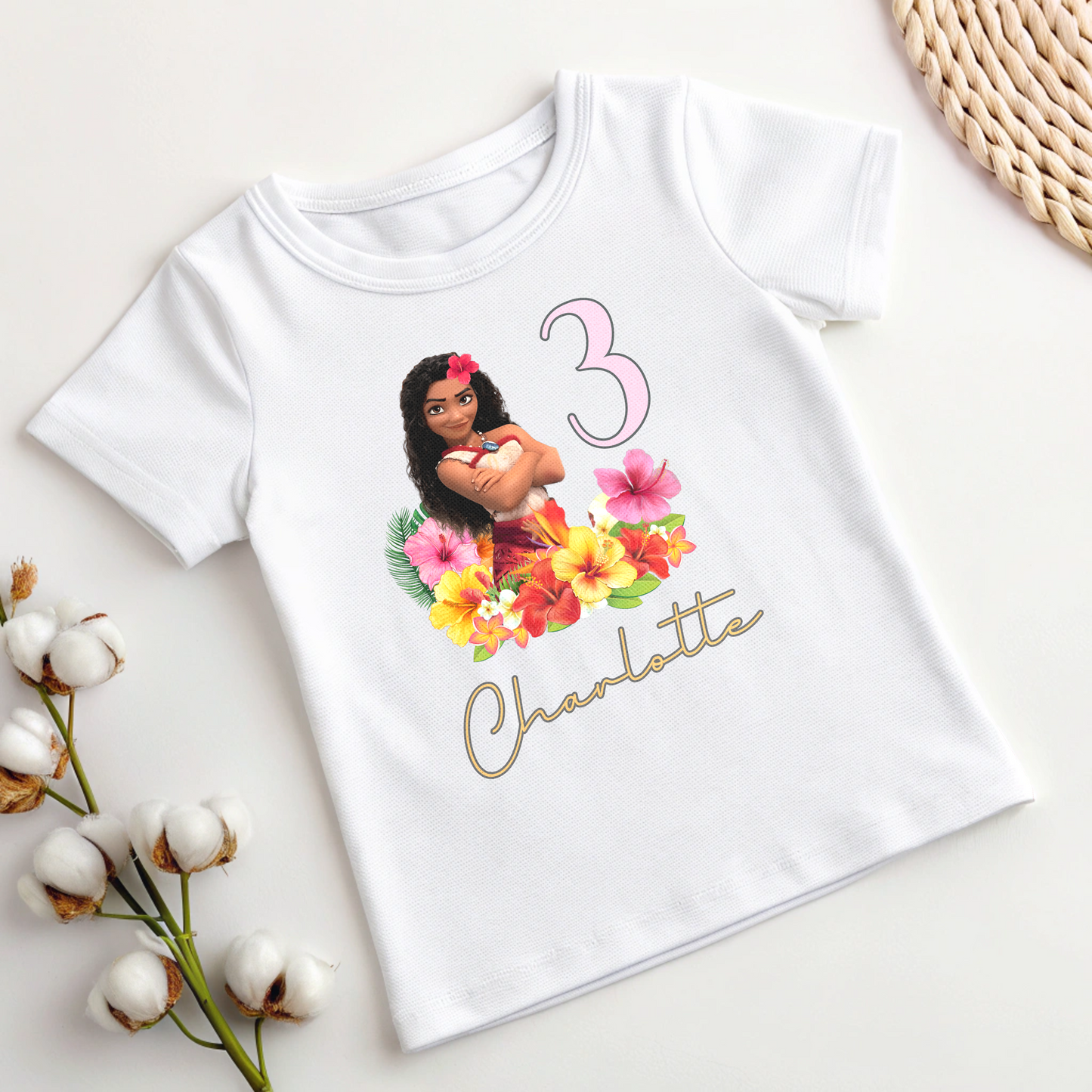 Moana 2 Birthday T-shirt for Girls - Princess Moana 2 Design, disney princess birthday, Moana 2 custom birthday tee, Moana birthday top, princess Moana personalised