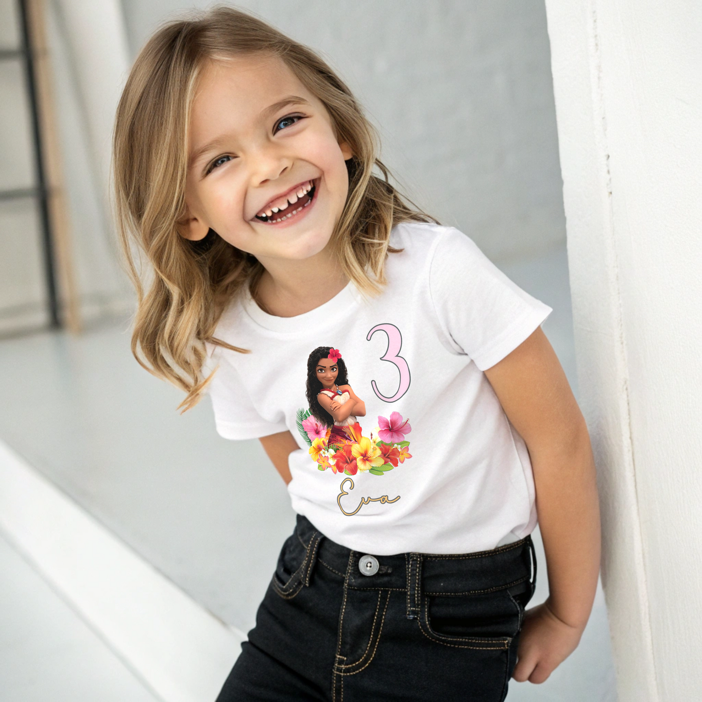 Moana 2 Birthday T-shirt for Girls - Princess Moana 2 Design, disney princess birthday, Moana 2 custom birthday tee, Moana birthday top, princess Moana personalised