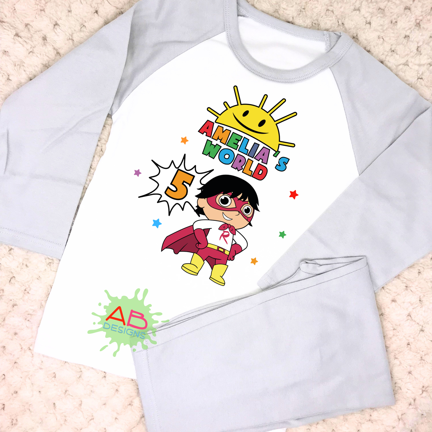 Birthday Pyjamas - Personalised Ryan's World PJs for Boys