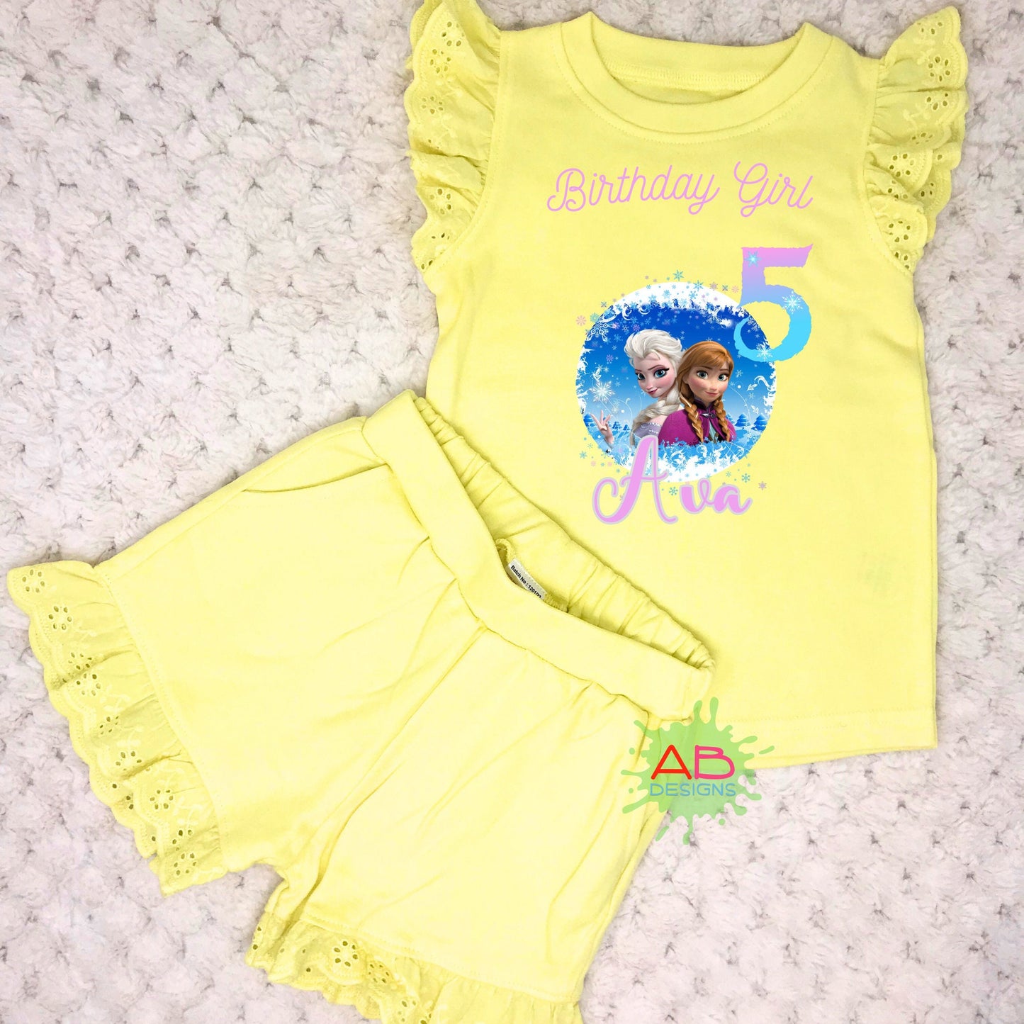 Personalised Frozen Elsa Birthday Shorts and T-shirt, Birthday Eve Two Piece Set, When I Wake Up Gift, Princess Custom Birthday Gift, Princess Birthday shorts t-shirt, Anna and Elsa custom birthday
