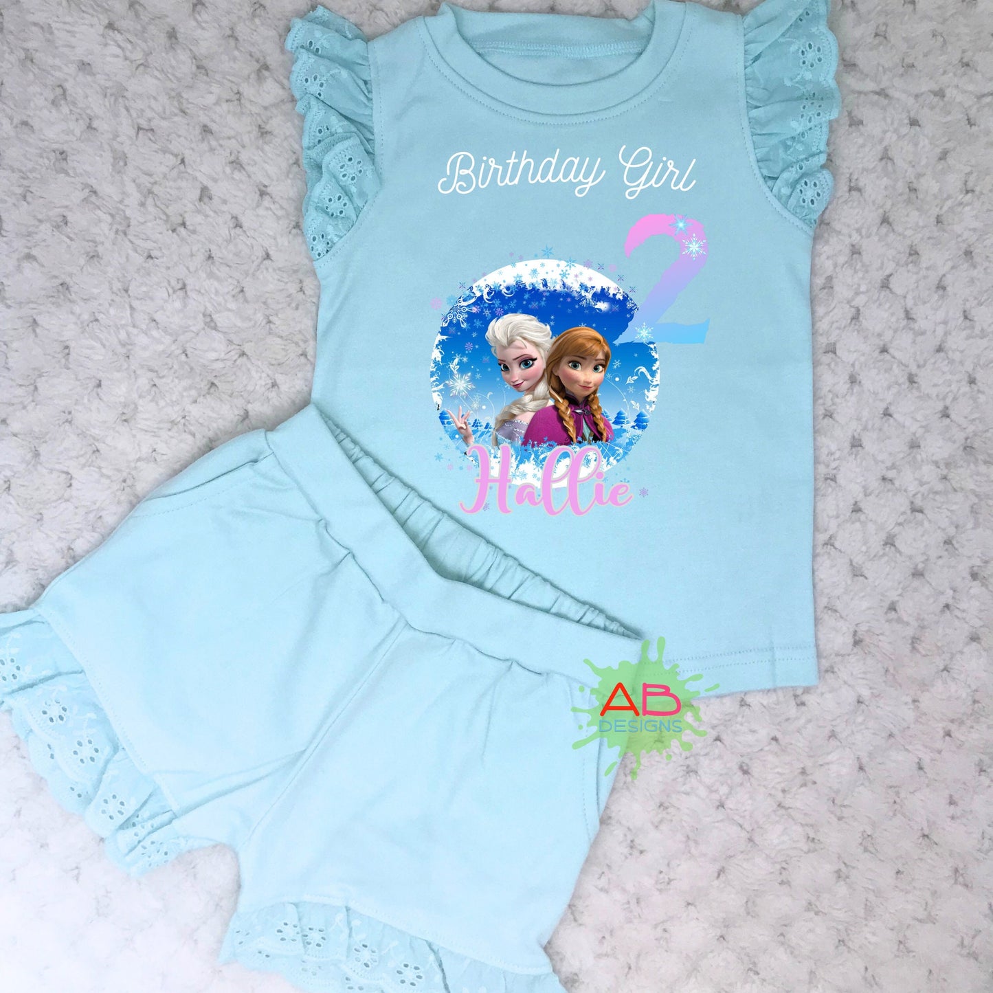 Personalised Frozen Elsa Birthday Shorts and T-shirt, Birthday Eve Two Piece Set, When I Wake Up Gift, Princess Custom Birthday Gift, Princess Birthday shorts t-shirt, Anna and Elsa custom birthday