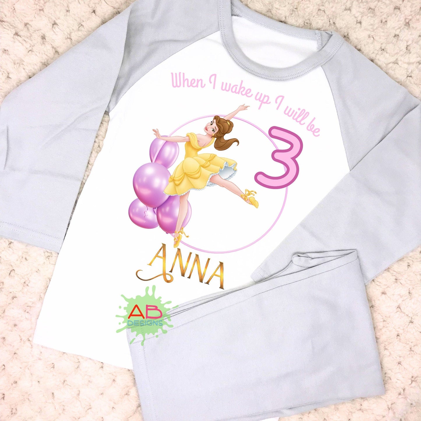 Girls Personalised Frozen Anna and Elsa Birthday Pyjamas