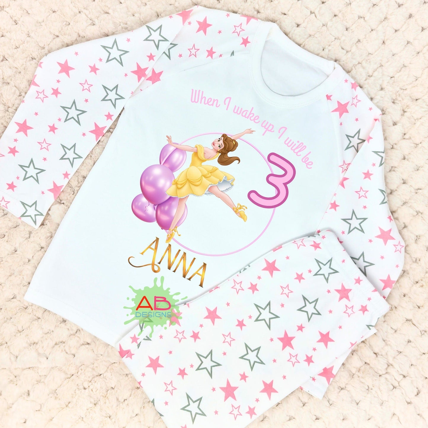 Girls Personalised Frozen Anna and Elsa Birthday Pyjamas