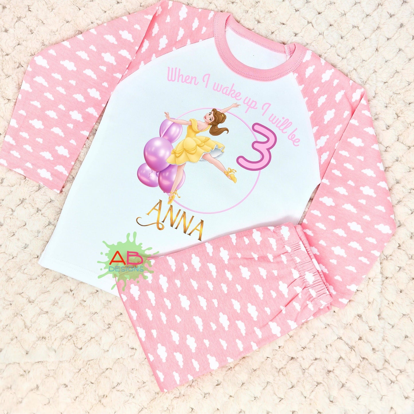 Girls Personalised Frozen Anna and Elsa Birthday Pyjamas