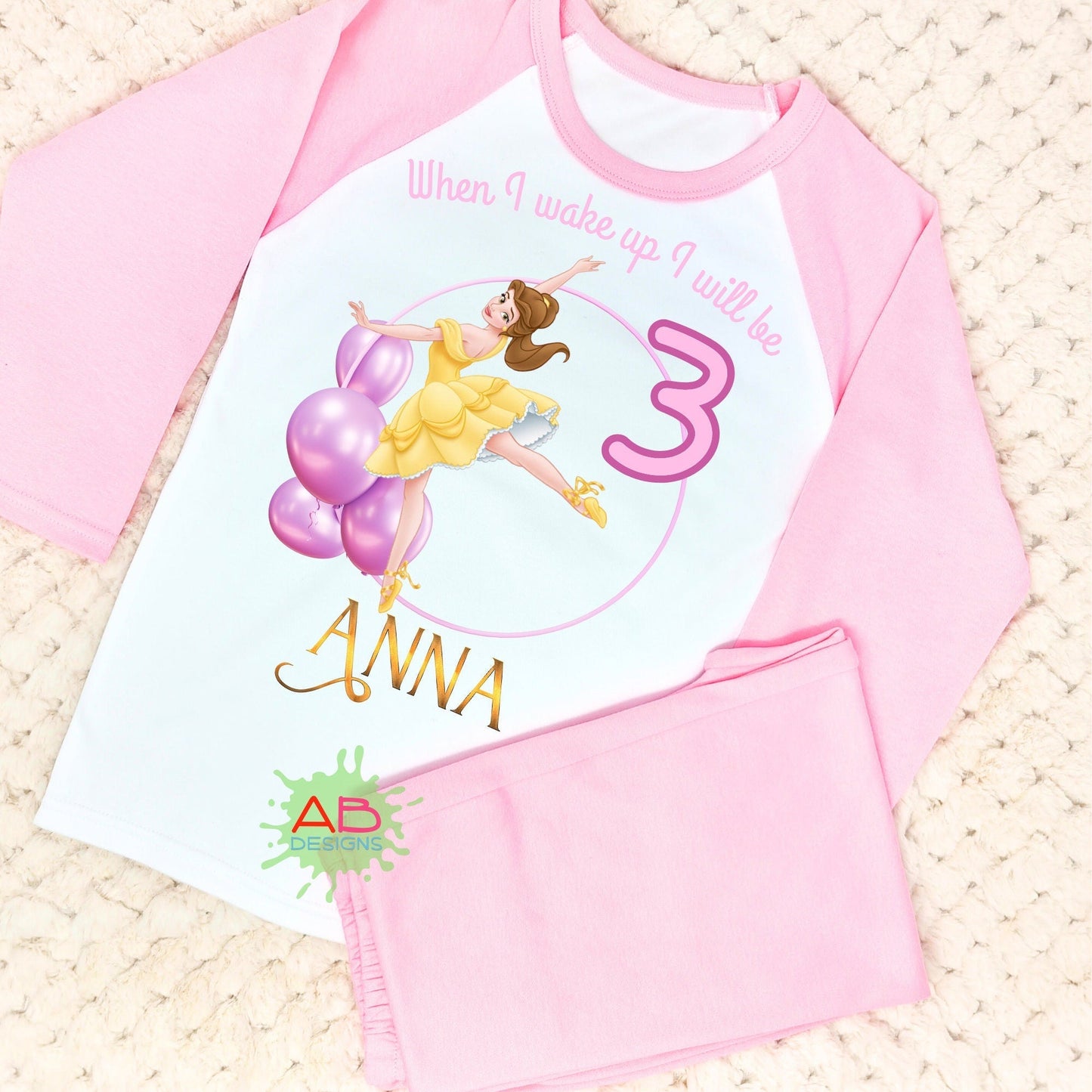 Girls Personalised Frozen Anna and Elsa Birthday Pyjamas
