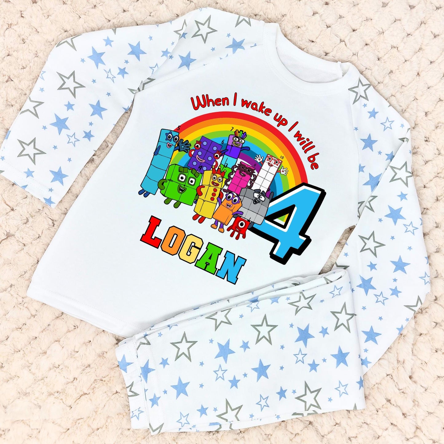 Numberblocks birthday pyjamas, Personalised NumberBlocks with Name, When I wake up Numberblocks, boys numberblocks pjs,