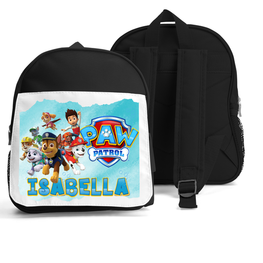 Girls paw patrol personalised backpack with name