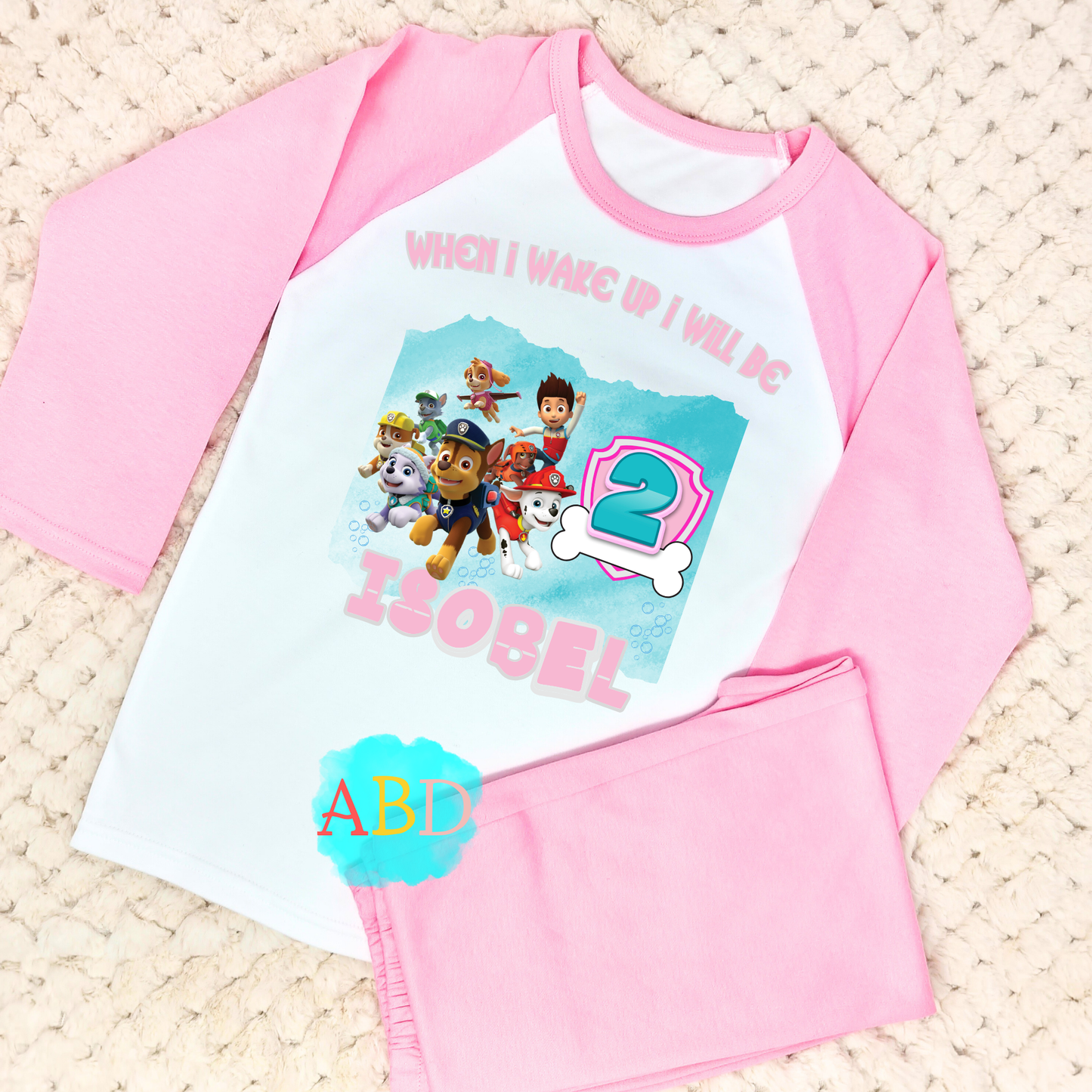 Birthday Pyjamas for Girls: Personalised Paw Patrol PJs with any Name