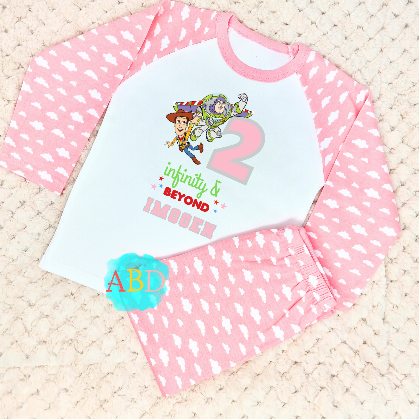 Toy Story birthday pyjamas, when i wake up toy story, 2nd birthday pjs, girls birthday sleepwear,