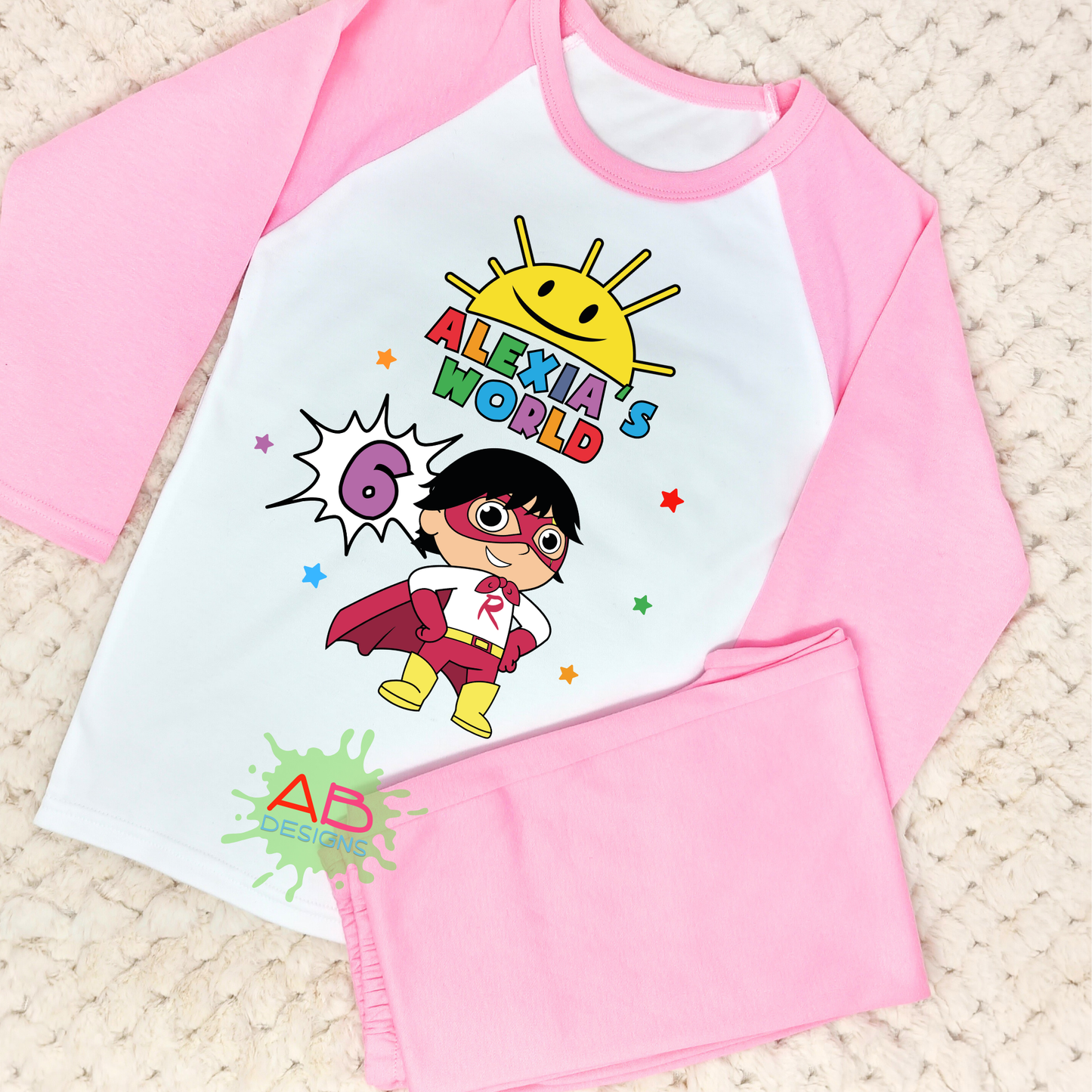Birthday Pyjamas - Personalised Ryan's World Girls PJs