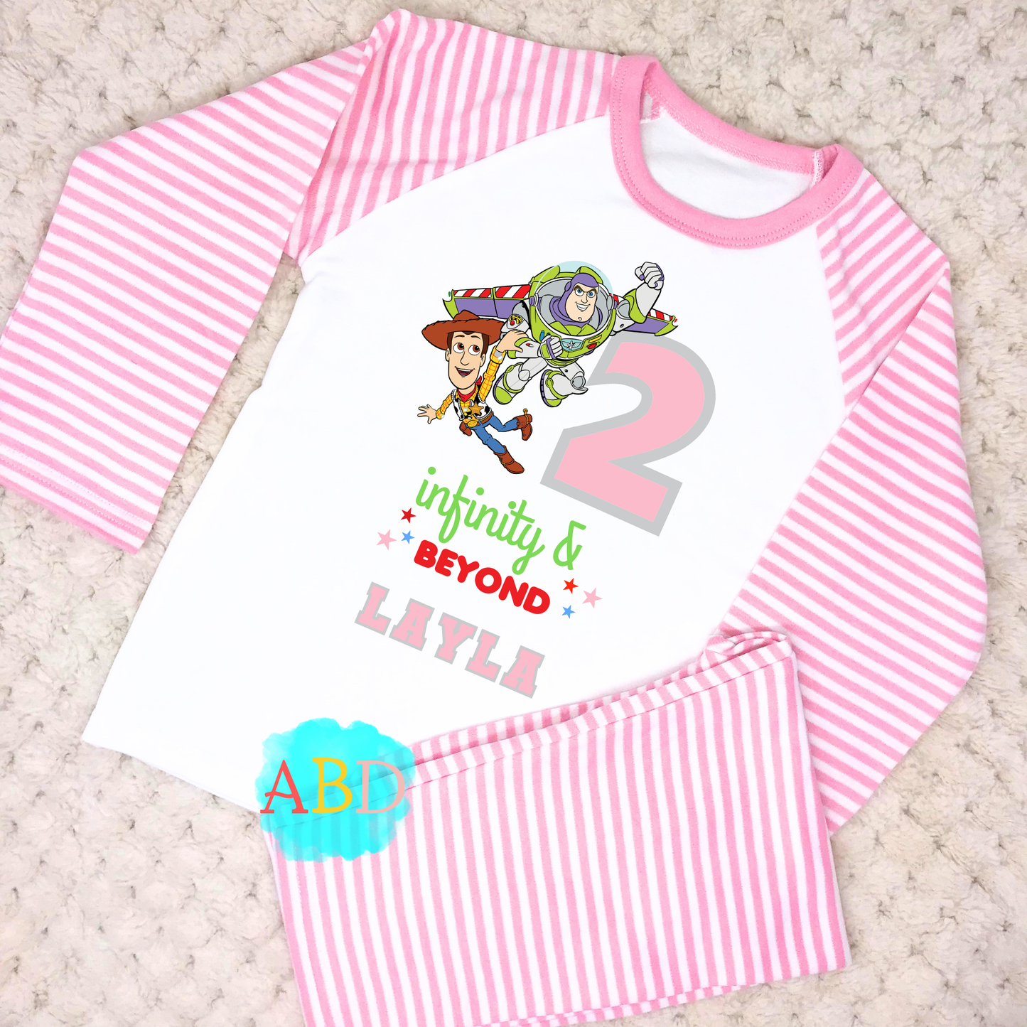 Toy Story birthday pyjamas, when i wake up toy story, 2nd birthday pjs, girls birthday sleepwear,