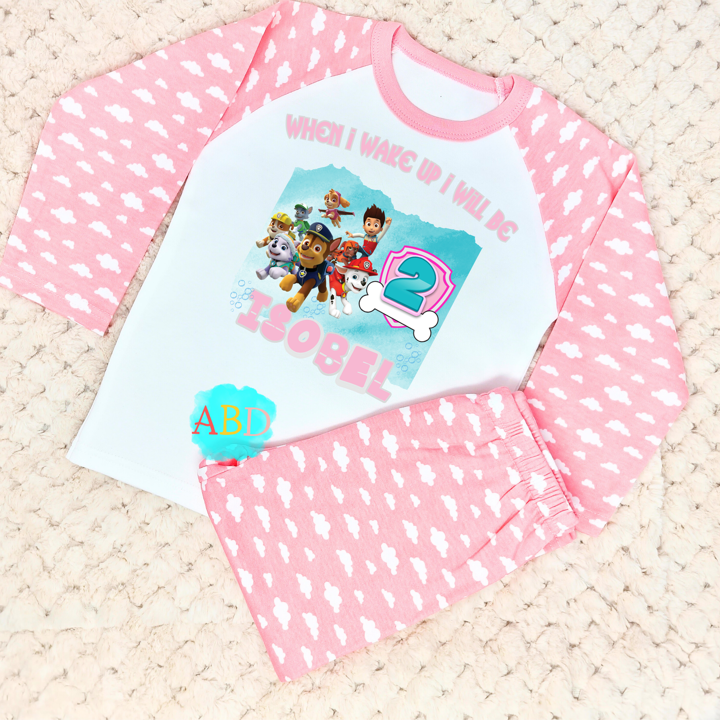 Birthday Pyjamas for Girls: Personalised Paw Patrol PJs with any Name
