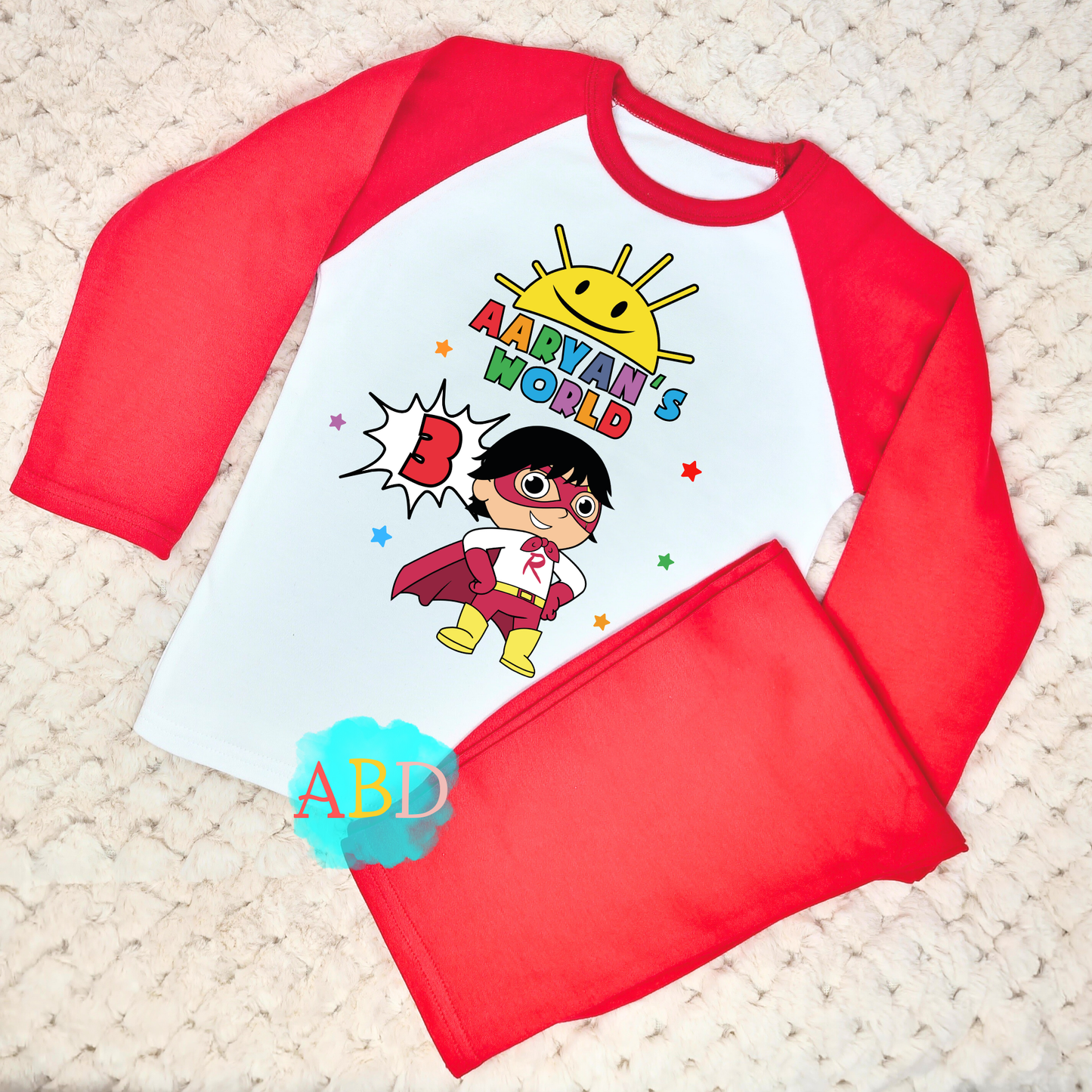Birthday Pyjamas - Personalised Ryan's World PJs for Boys