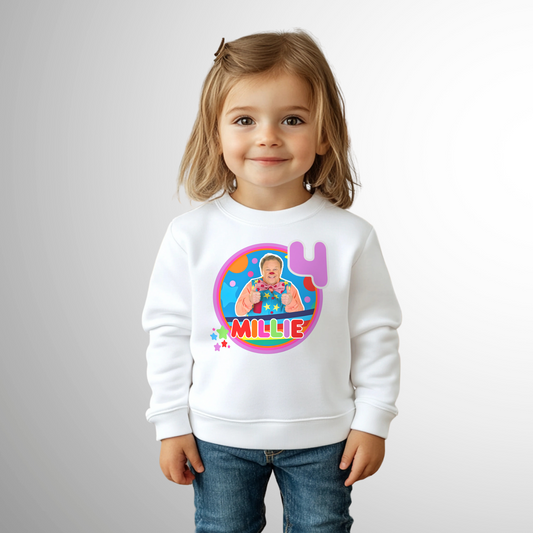 Custom Sweatshirt | Girls Personalised Mr Tumble Birthday Jumper