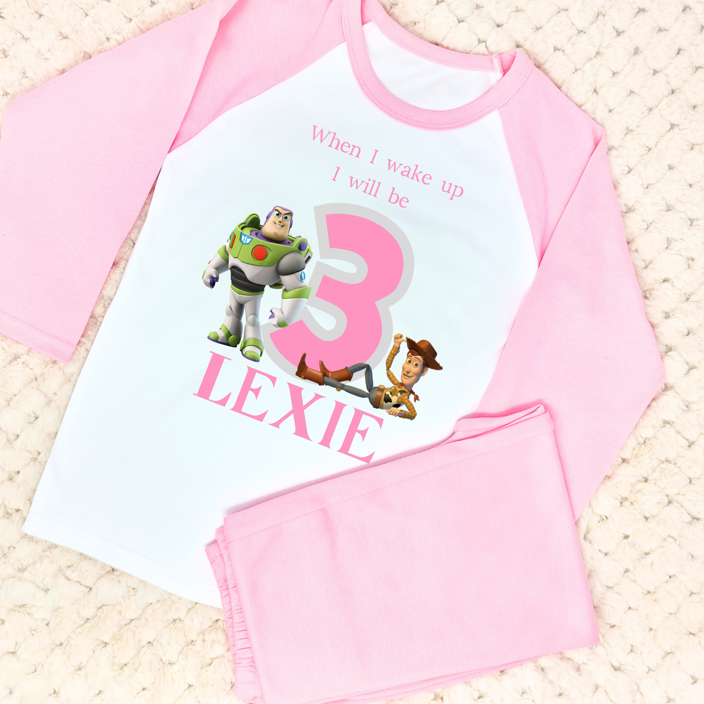 Girls Personalised Toy Story's Buzz and Woody Birthday Pyjamas - any name and age