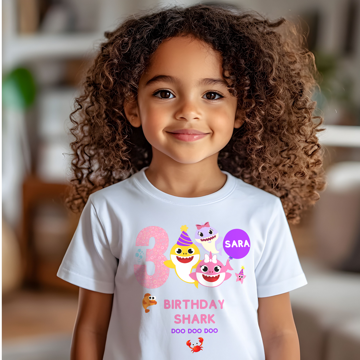Birthday T-shirt for Girls - Personalised Baby Shark Unique Design