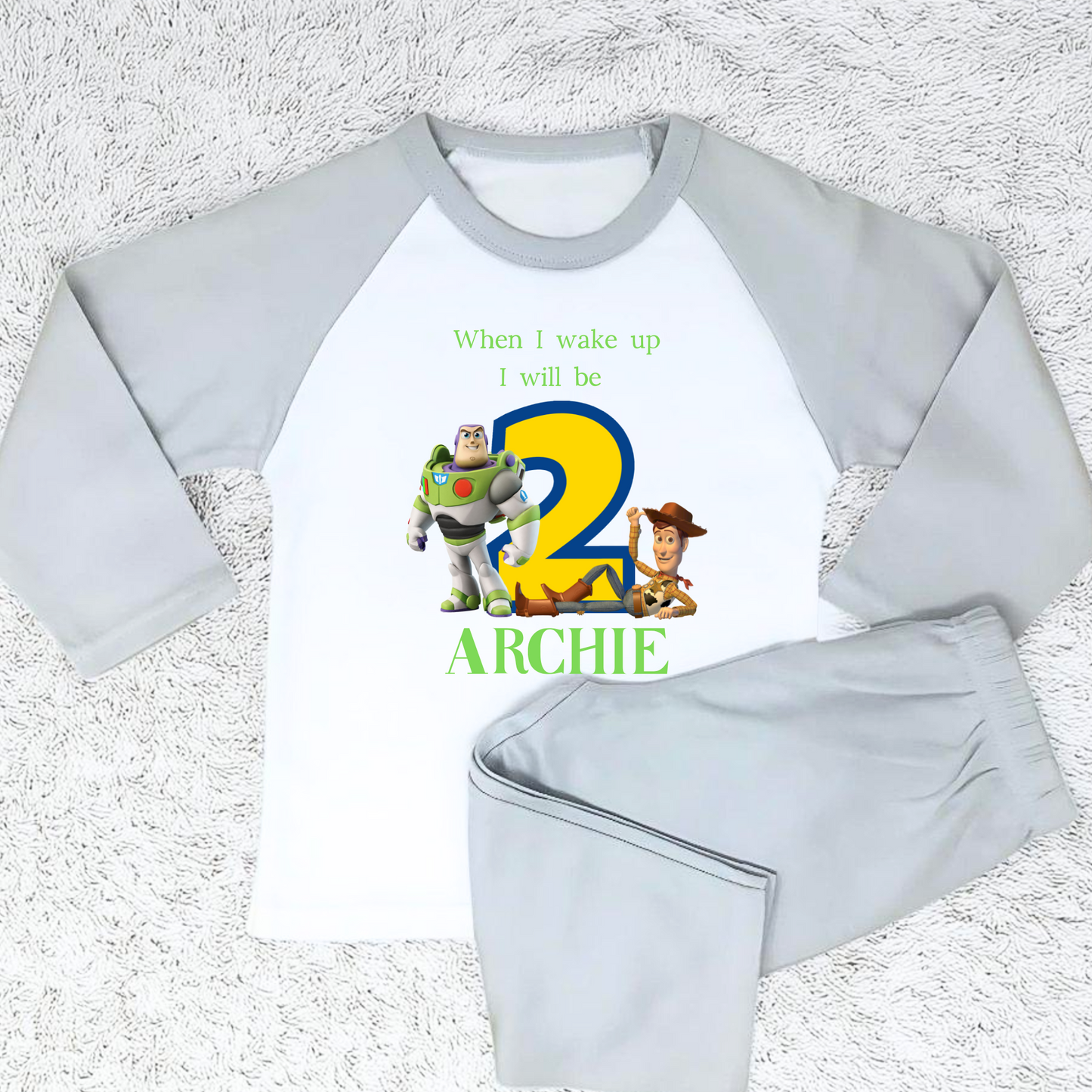 Toy Story Birthday pyjamas, Boys personalised Buzz and Woody Pjs, When I Wake up I Will Be Toy Story, Toy Story with name, Buzz and Woody Sleepwear, Toy Story birthday gift