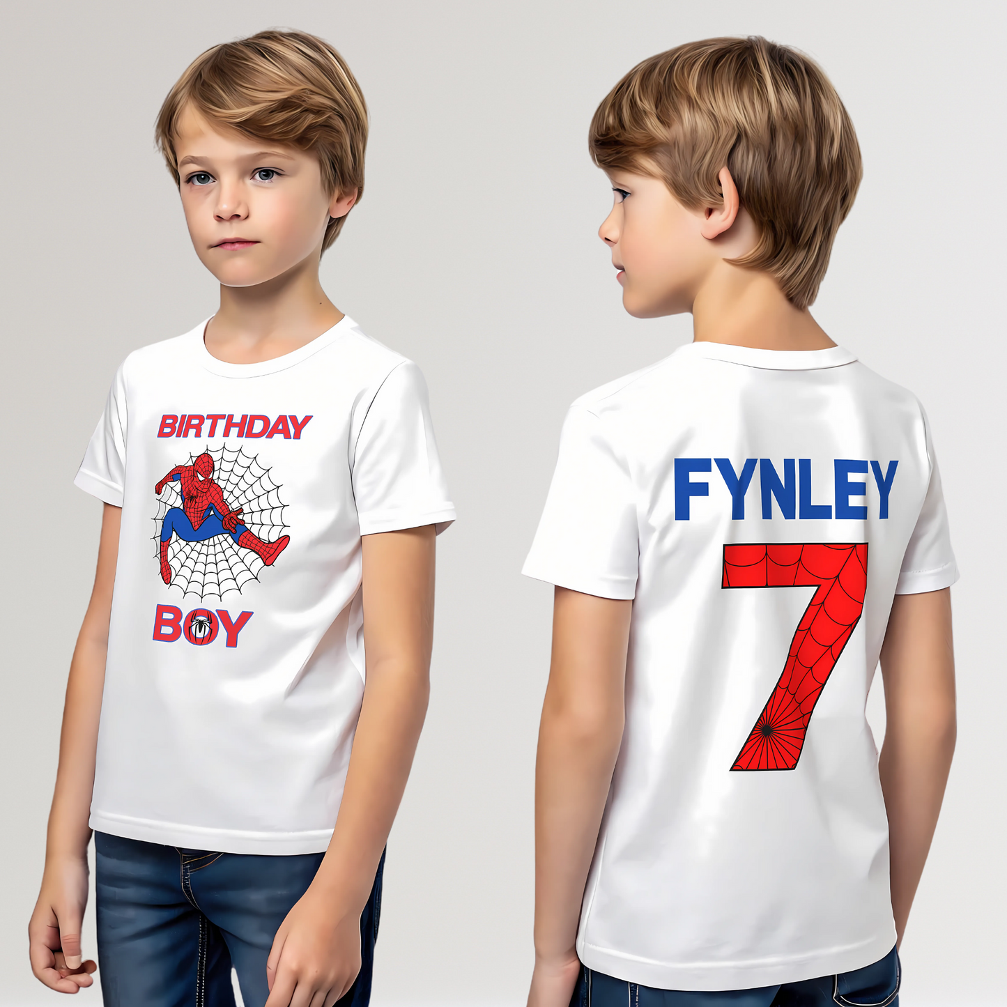 Birthday T-shirt - Personalised Spiderman T-shirt for Boys