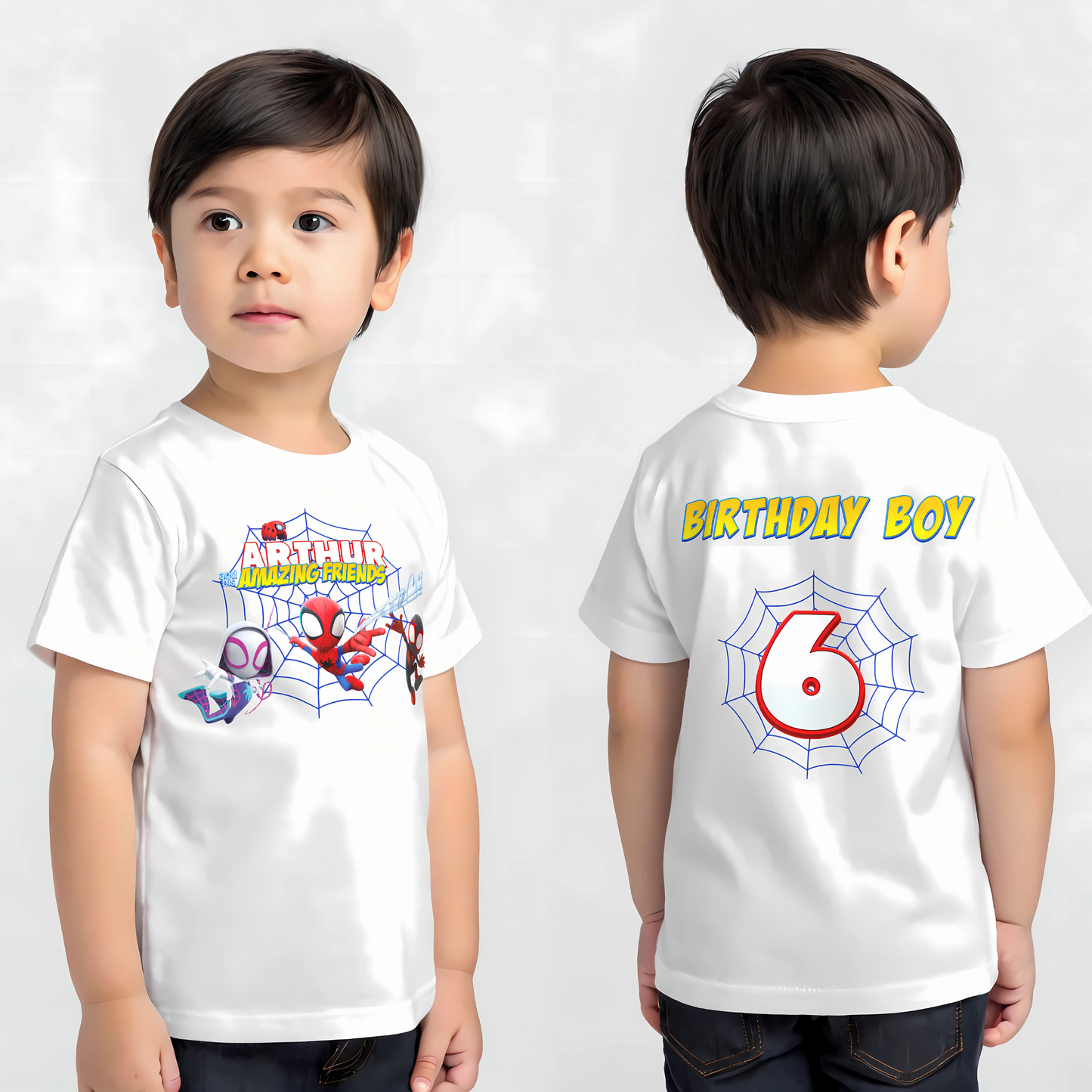 Birthday T-shirt | Personalised Spidey Superhero Shirt for Boys