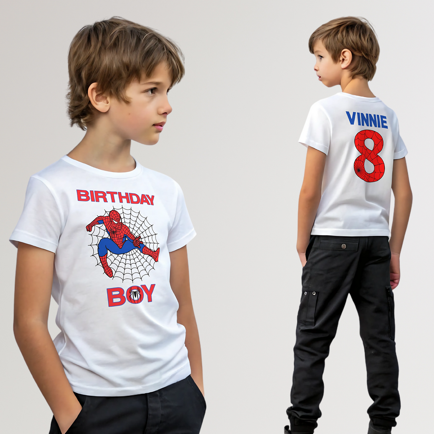 Birthday T-shirt - Personalised Spiderman T-shirt for Boys