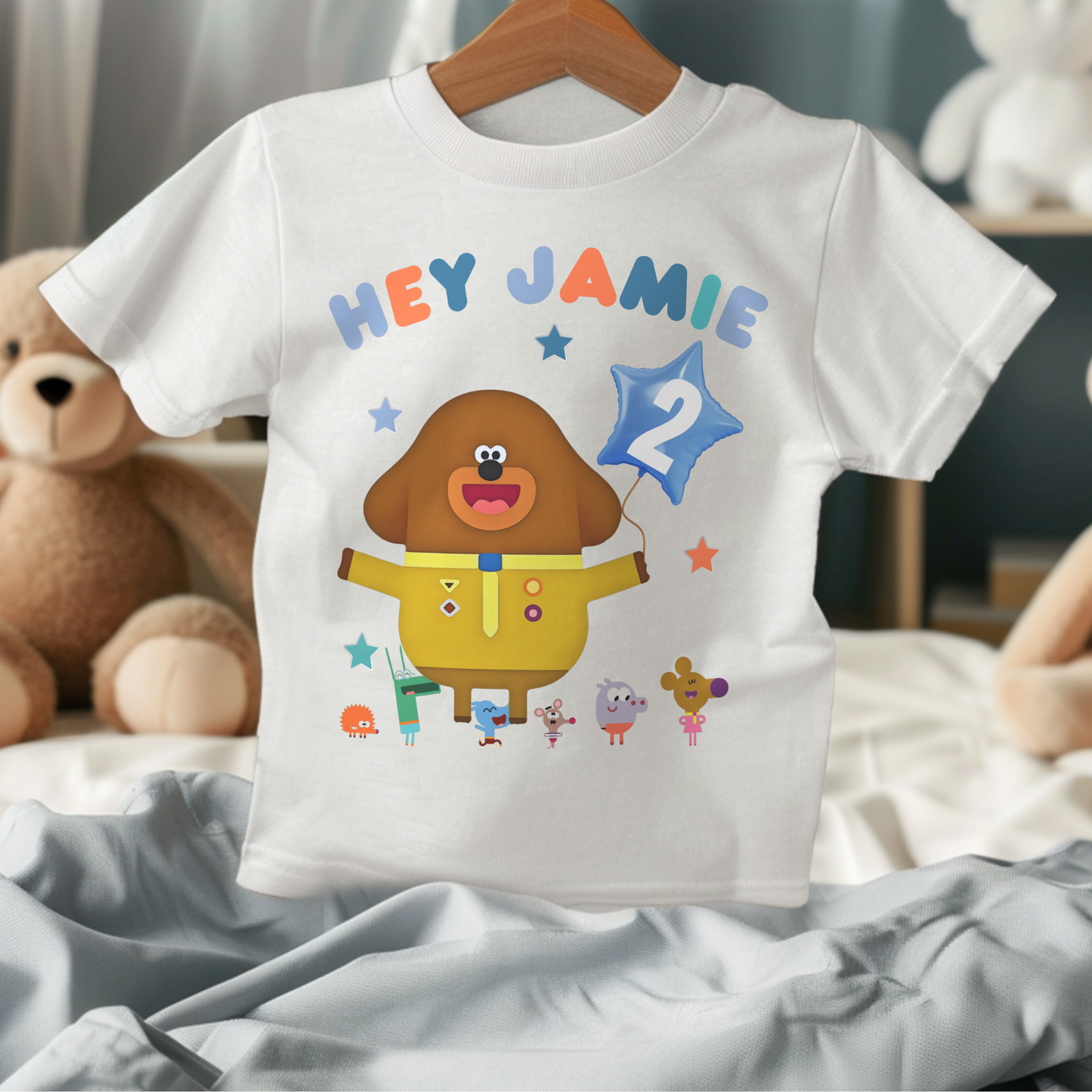 Boys Personalised Hey Duggee Birthday T-shirt - any name and age