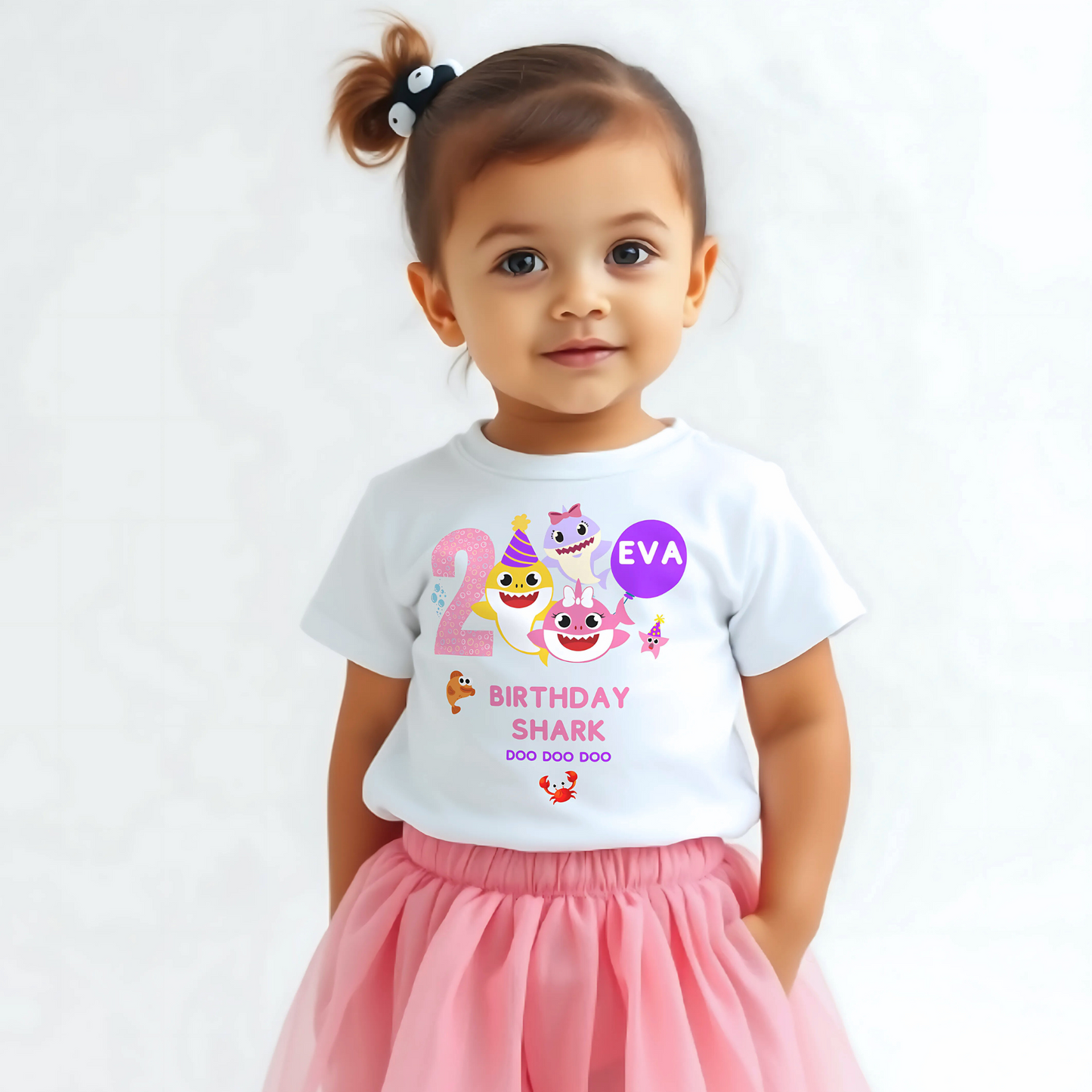 Birthday T-shirt for Girls - Personalised Baby Shark Unique Design