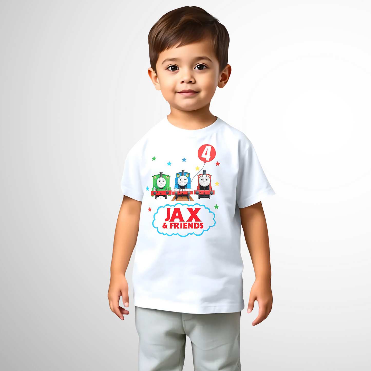 Birthday T-shirt for Boys: Personalised Thomas the Tank Engine Tee