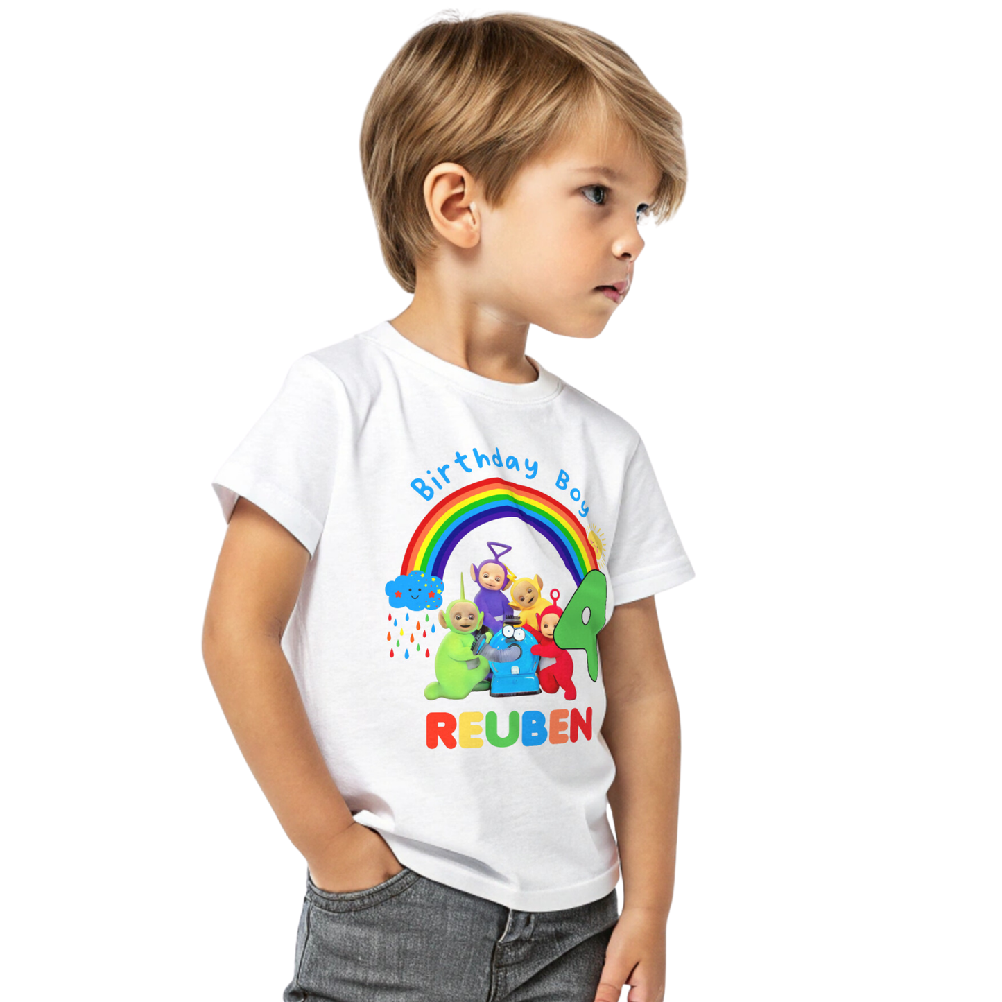 Boys Teletubbies Birthday T-shirt  with Personalisation - any name and age